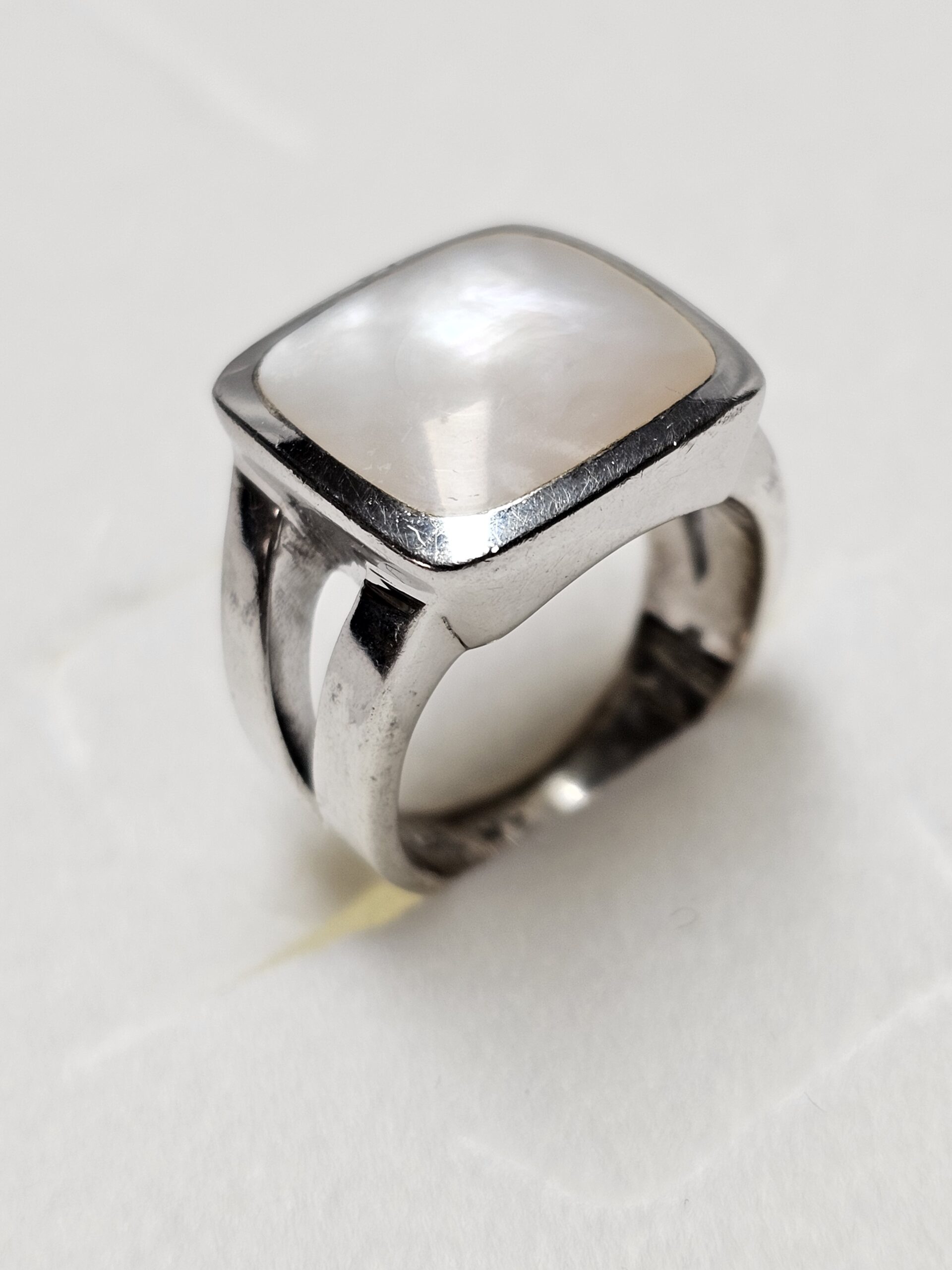 18,8 mm Stylisch schicker Ring Silber 925 Perlmutt Platte weiß edel Vintage SR1617 – Bild 4