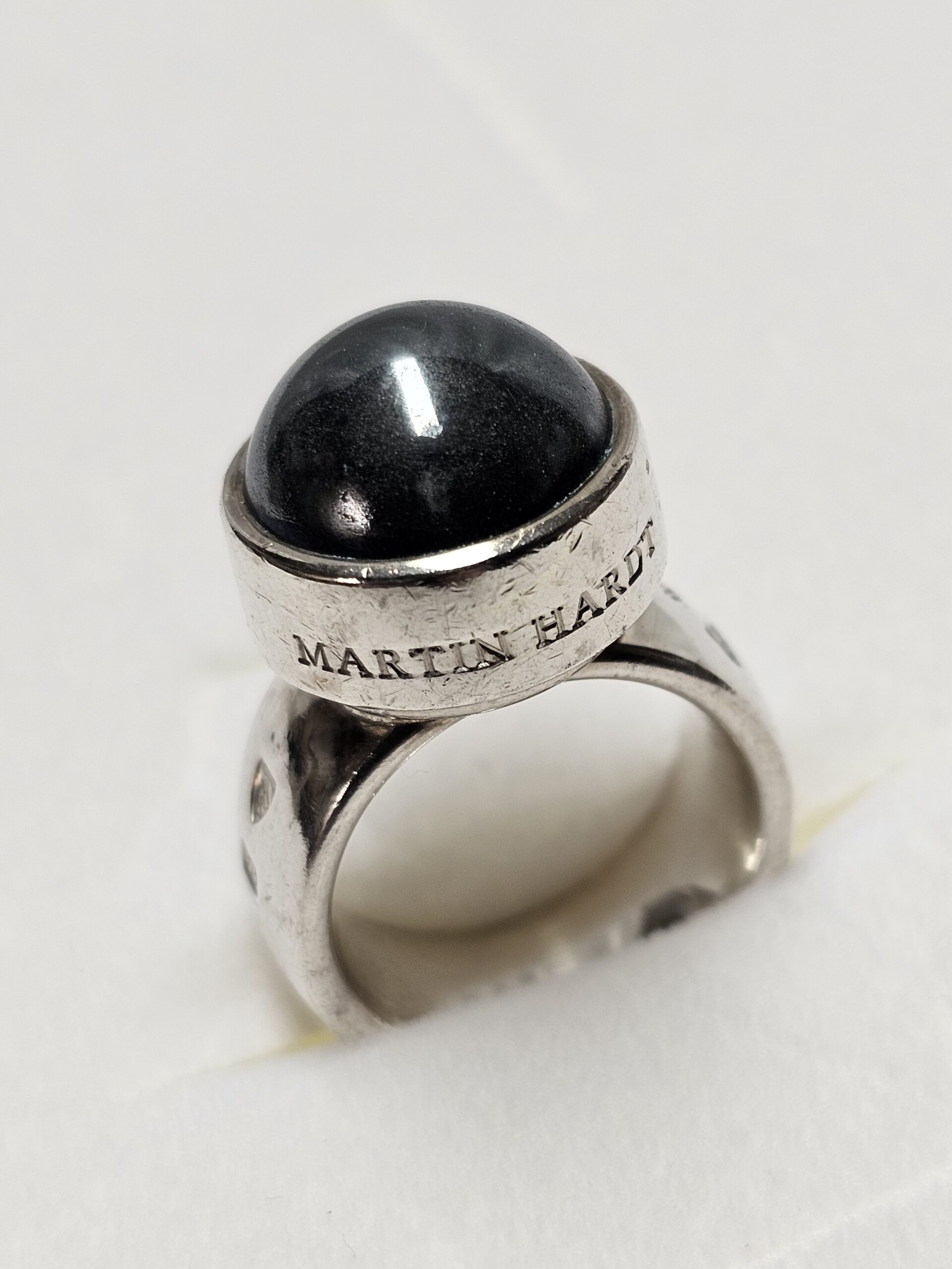 17,3 mm Prachtvoller massiver Designer Ring Martin Hardt 2003 Silber 925 Hämatit Vintage gebraucht selten rar SR1626 – Bild 4
