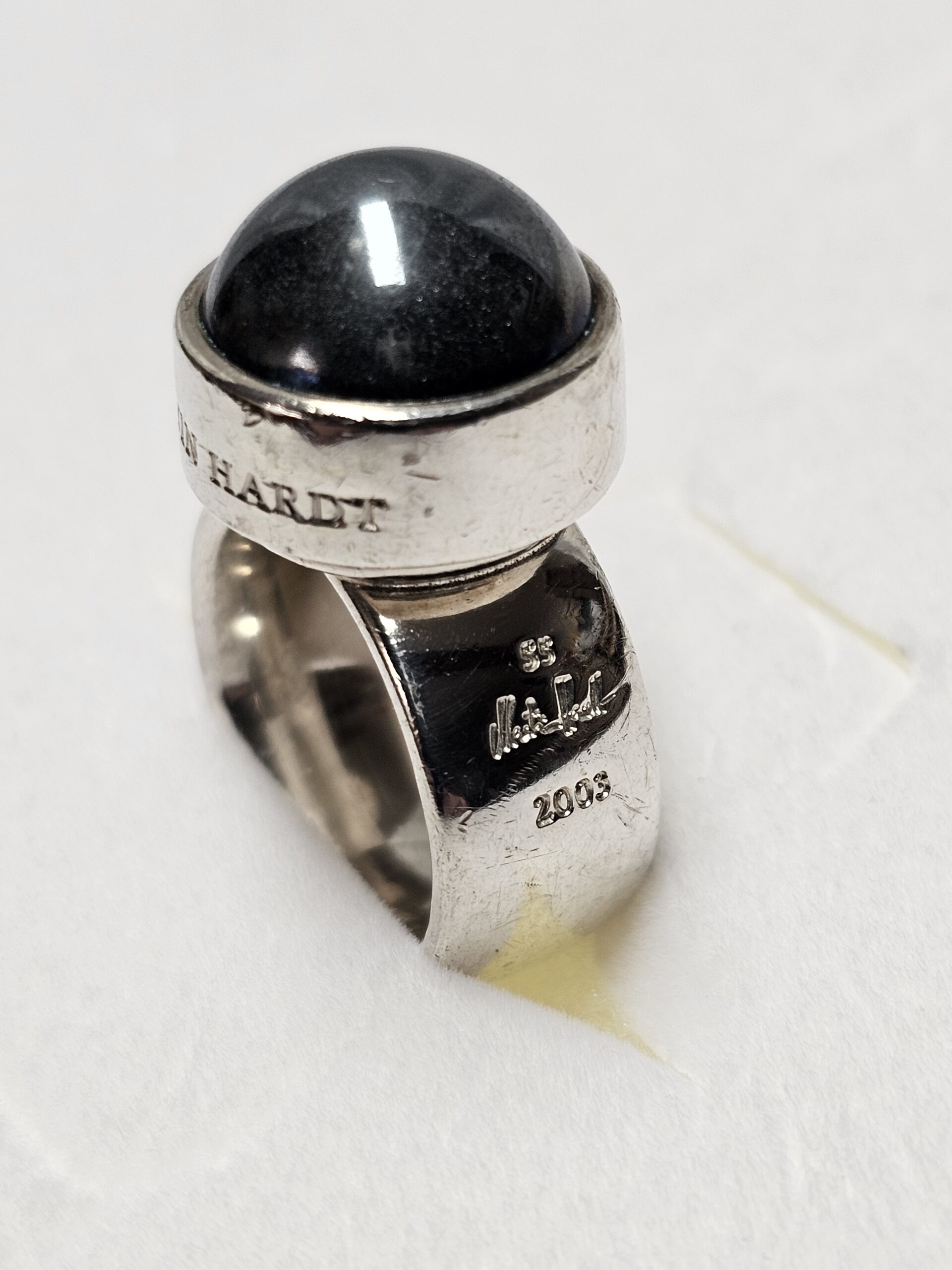 17,3 mm Prachtvoller massiver Designer Ring Martin Hardt 2003 Silber 925 Hämatit Vintage gebraucht selten rar SR1626 – Bild 3
