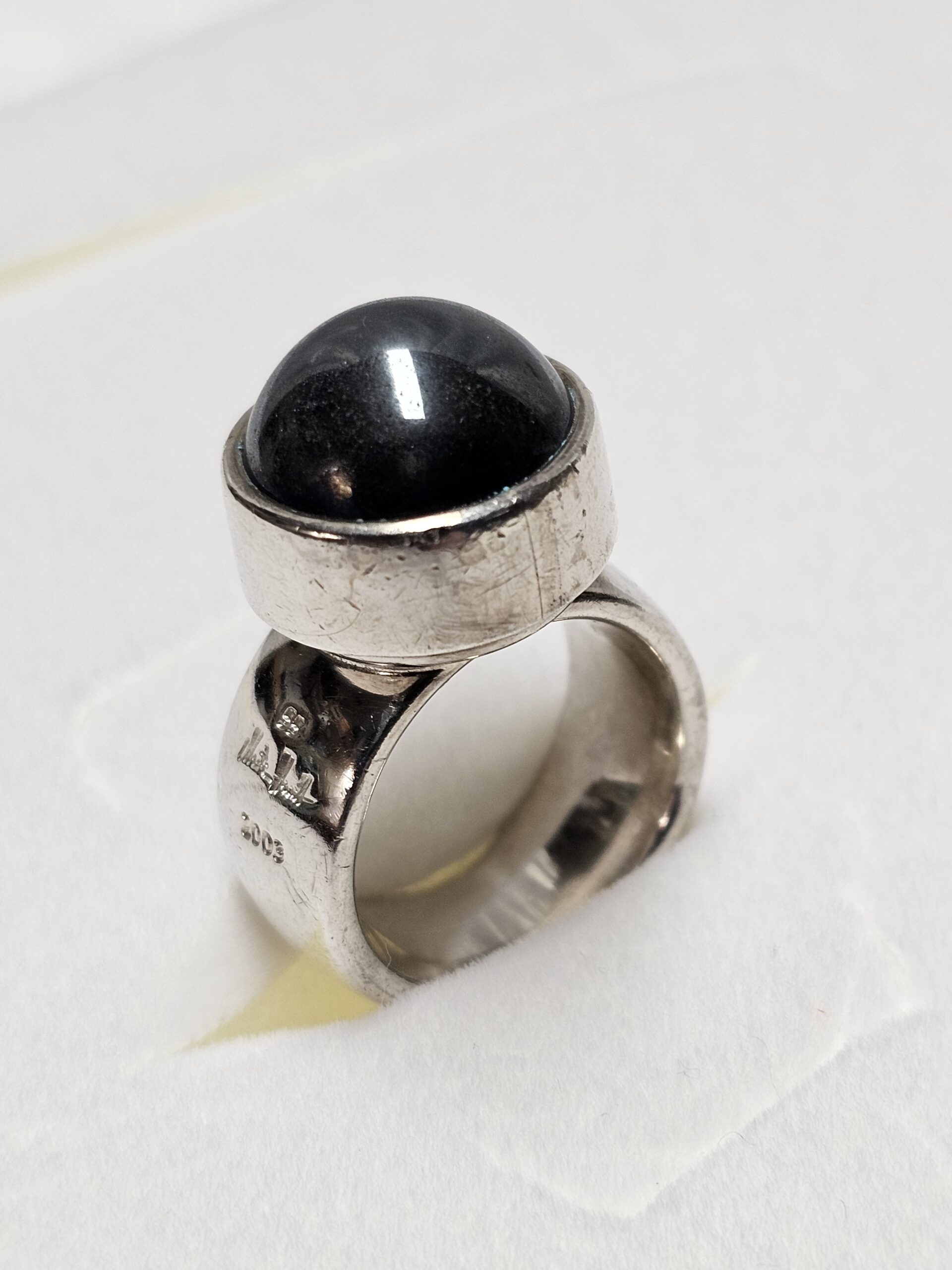 17,3 mm Prachtvoller massiver Designer Ring Martin Hardt 2003 Silber 925 Hämatit Vintage gebraucht selten rar SR1626