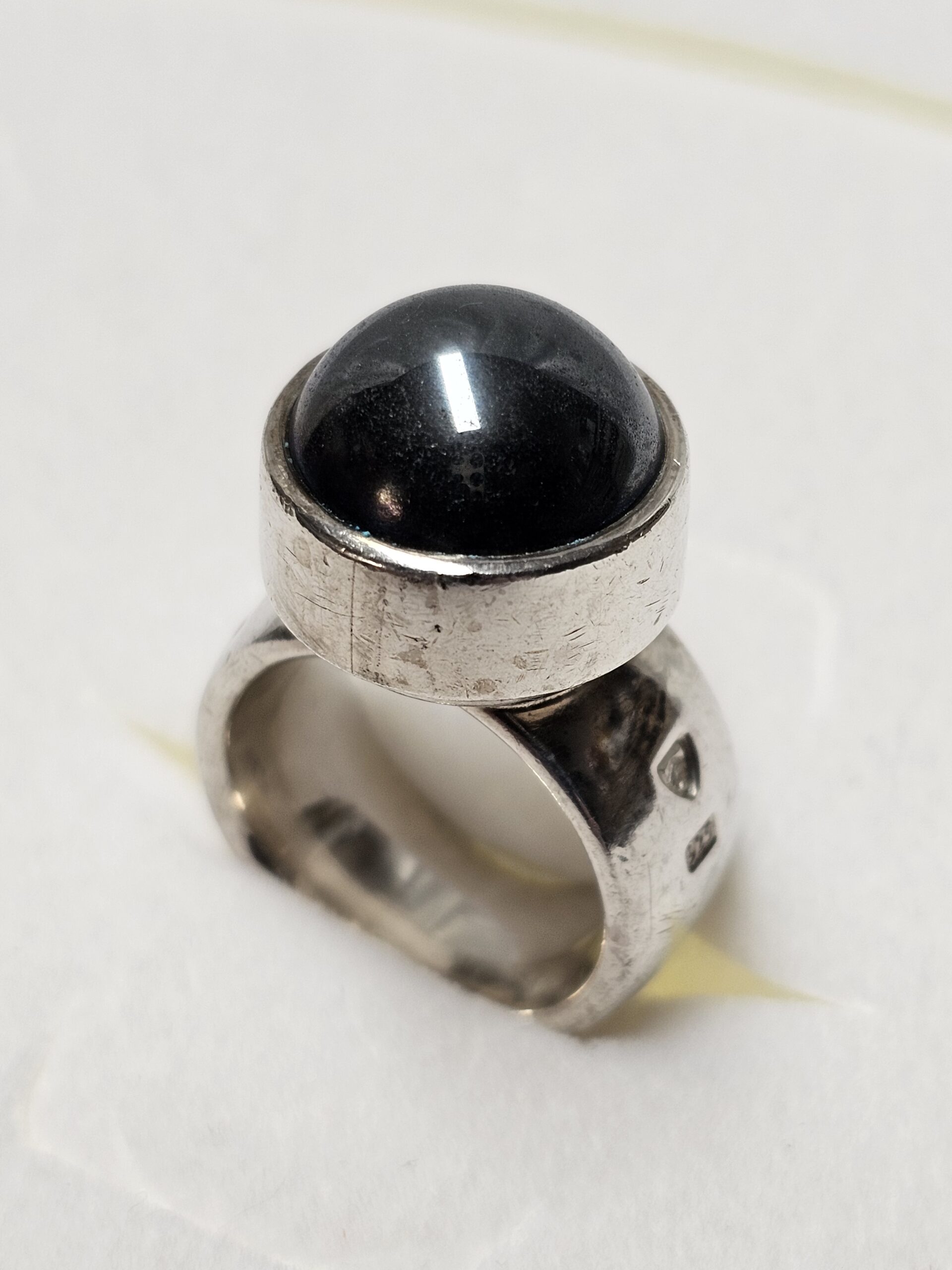 17,3 mm Prachtvoller massiver Designer Ring Martin Hardt 2003 Silber 925 Hämatit Vintage gebraucht selten rar SR1626 – Bild 2