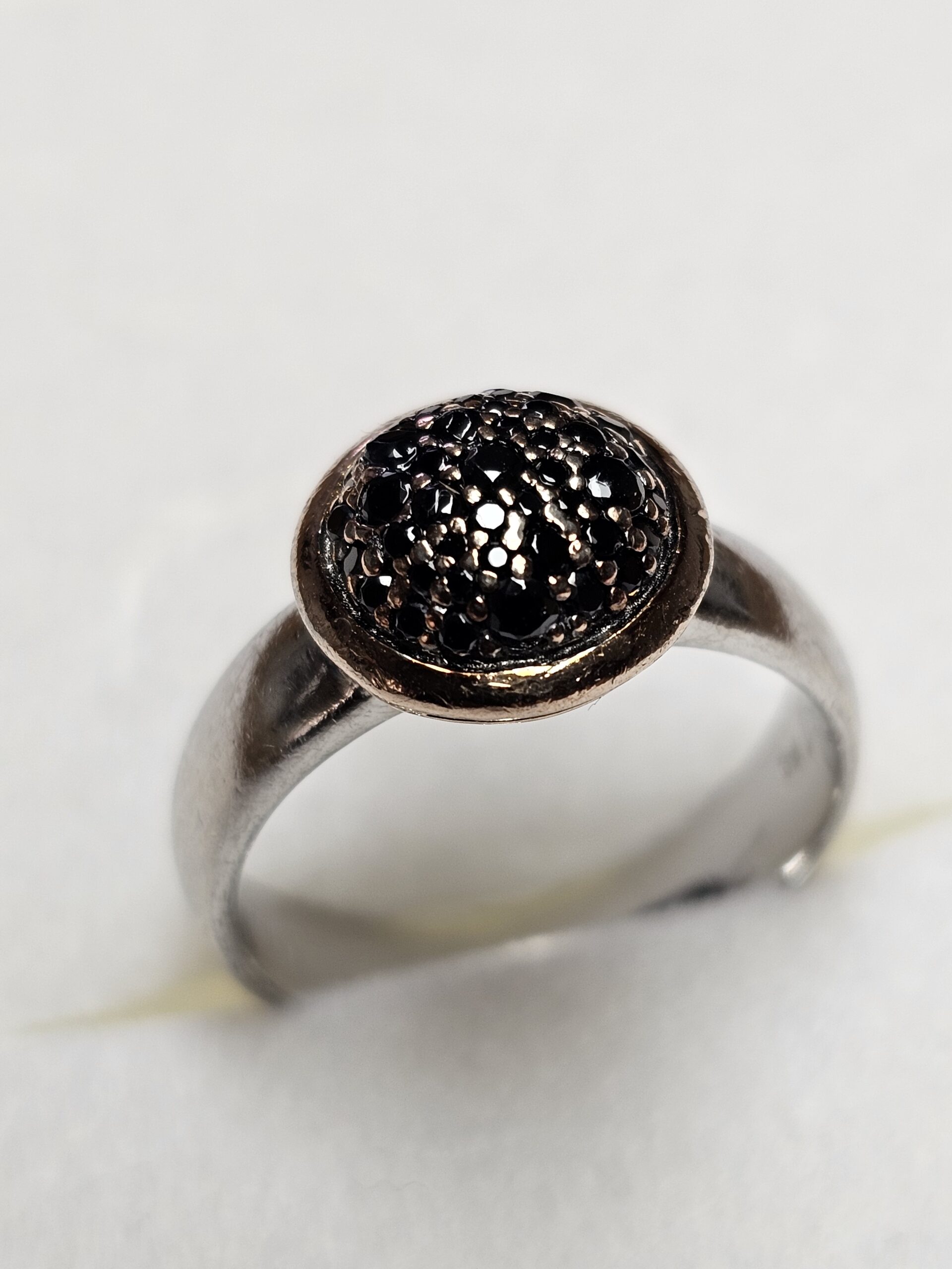 19,2 mm Stylisch eleganter Ring Silber 925 teilvergoldet Kristalle Steinchen schwarz Vintage elegant SR1340