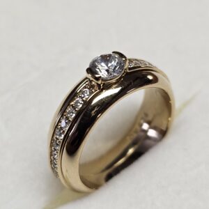 18 mm Ring Silber 925 vergoldet Kristalle klar Vintage elegant SR1378