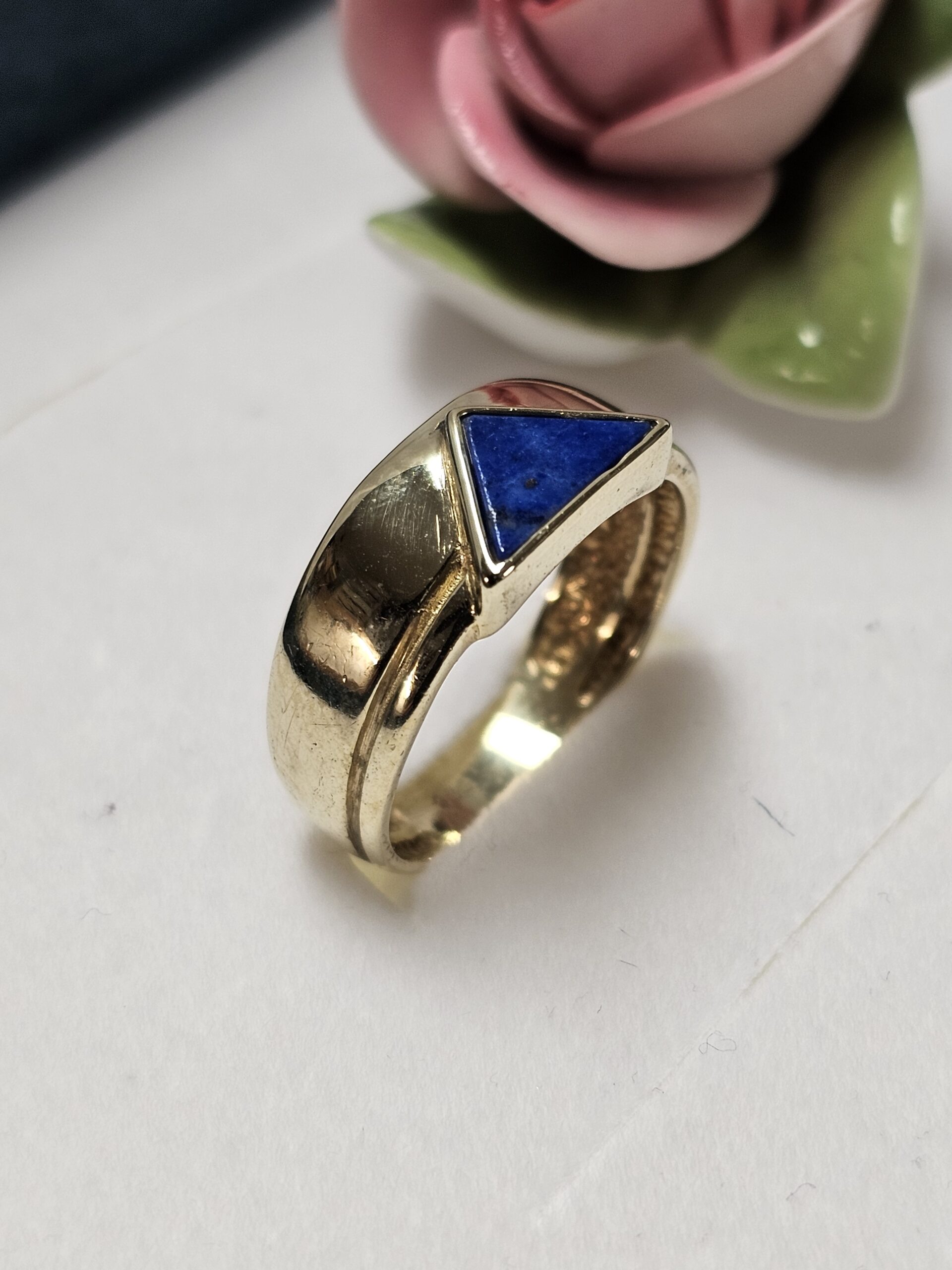 20,5 mm Goldring Ring Gold 333 Lagenstein Lapislazuli Vintage elegant GR252 – Bild 3