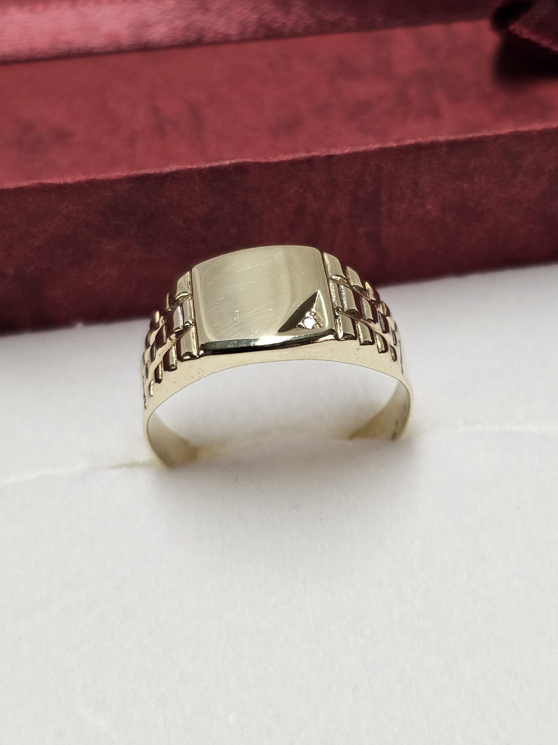 21,3 mm Ring Siegelring Gold 333 Kristall Steinchen klar Vintage elegant GR253 – Bild 2