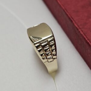 21,3 mm Ring Siegelring Gold 333 Kristall Steinchen klar Vintage elegant GR253