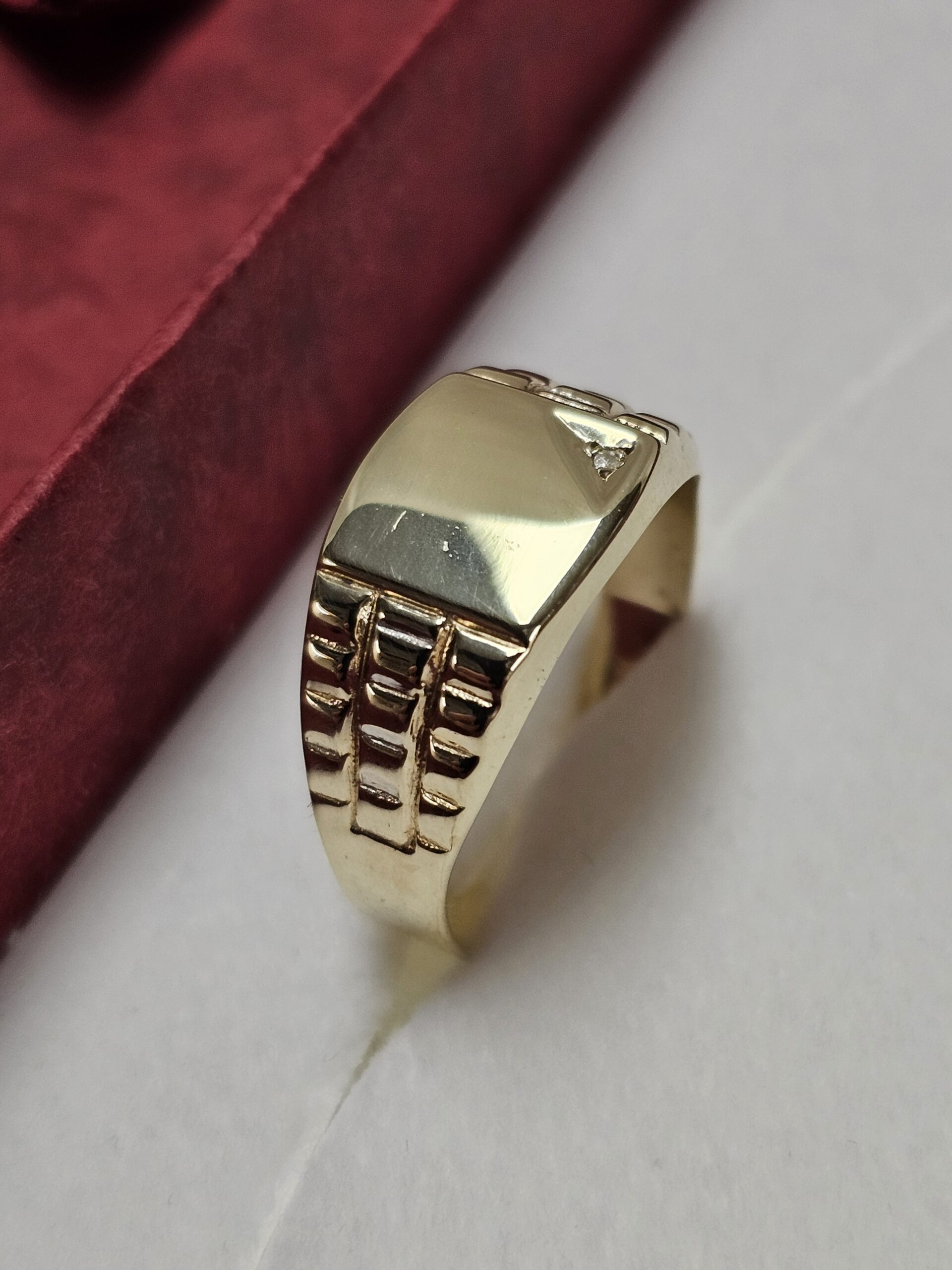 21,3 mm Ring Siegelring Gold 333 Kristall Steinchen klar Vintage elegant GR253 – Bild 3