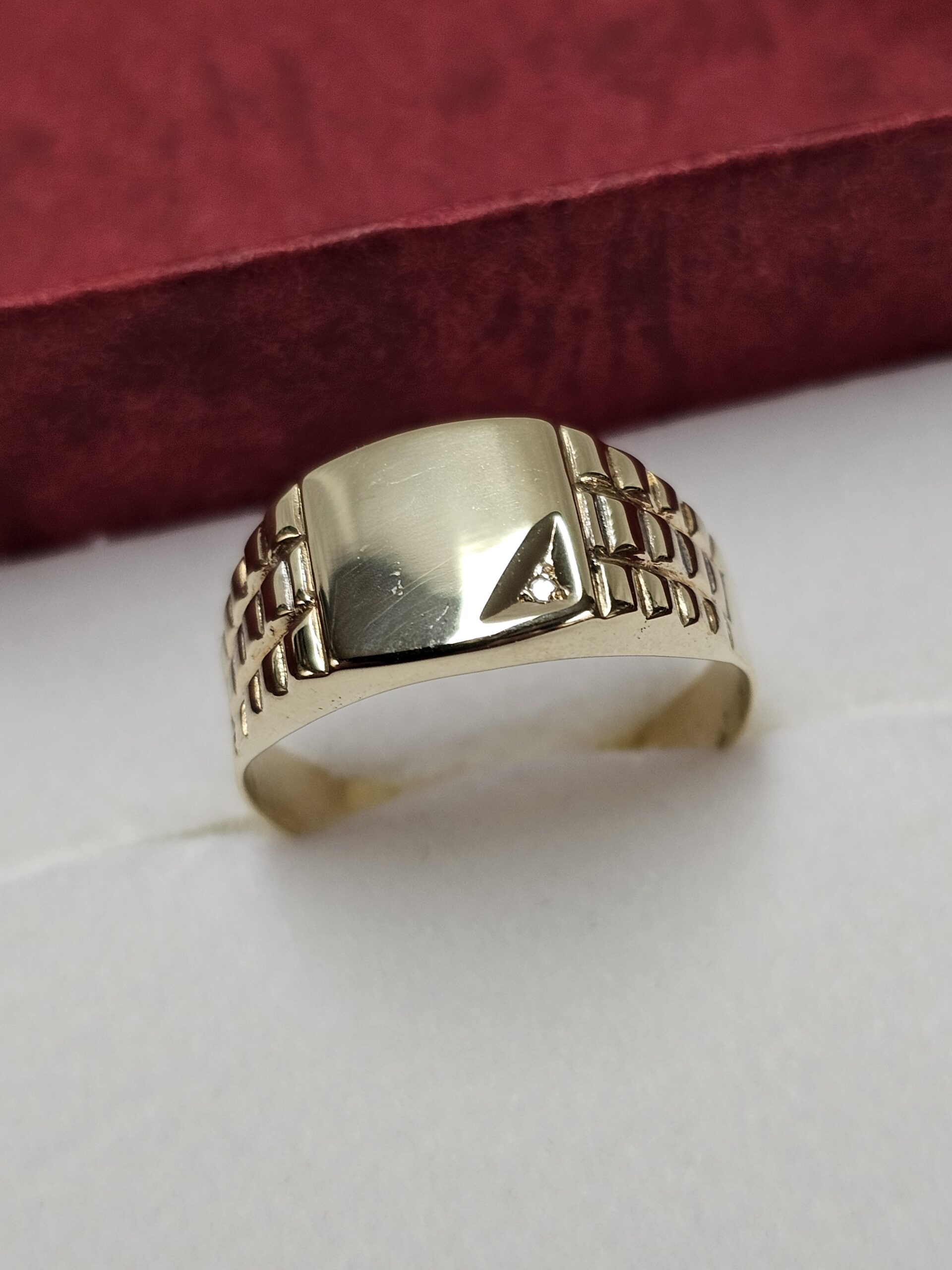21,3 mm Ring Siegelring Gold 333 Kristall Steinchen klar Vintage elegant GR253 – Bild 4
