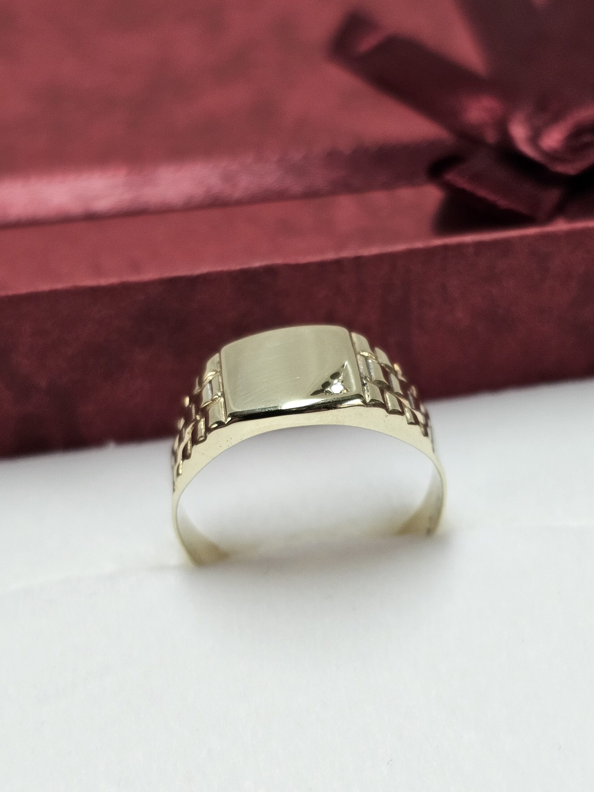 21,3 mm Ring Siegelring Gold 333 Kristall Steinchen klar Vintage elegant GR253 – Bild 5