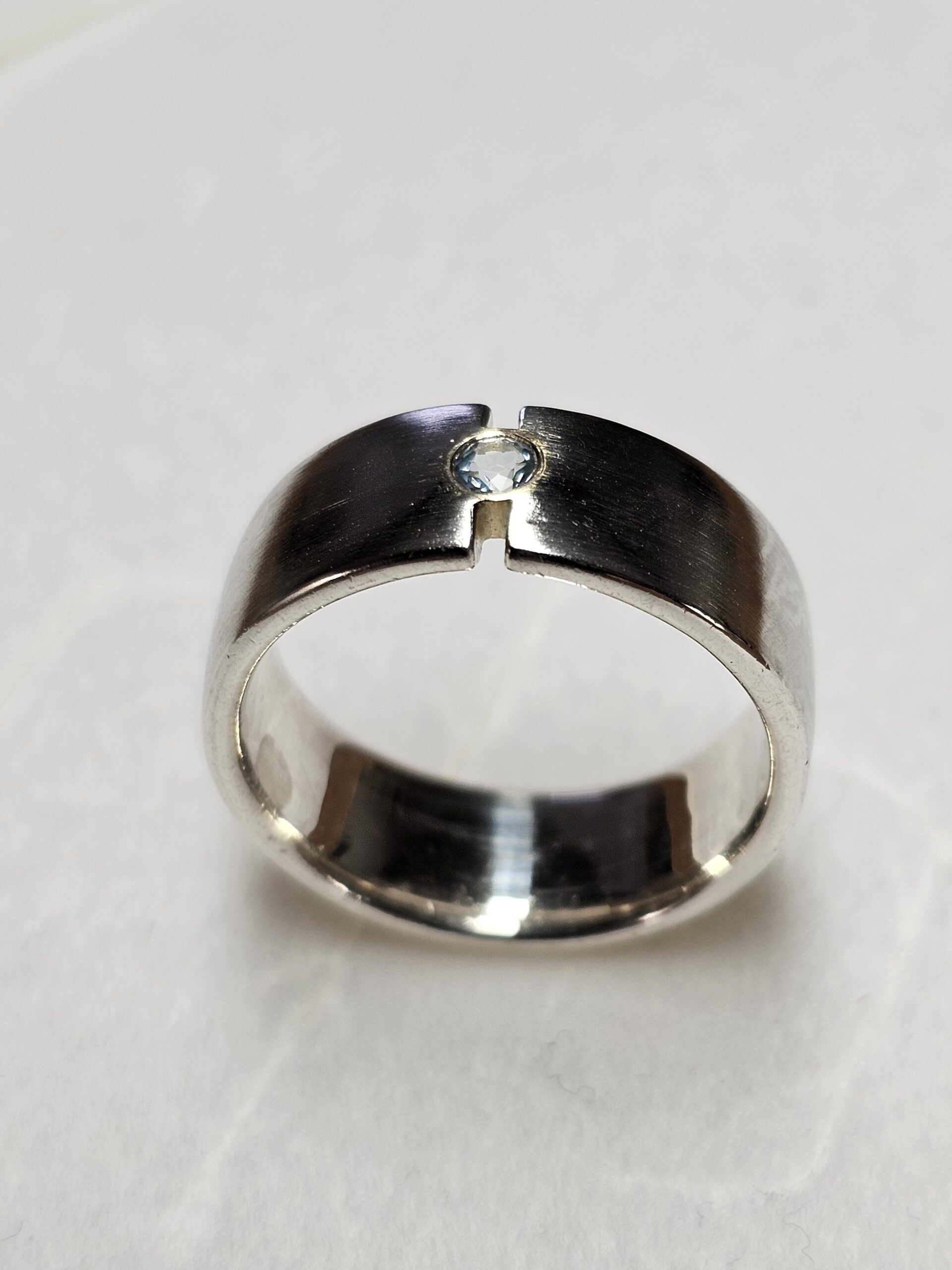 19,1 mm Schicker Silberring Ring Silber 925 Kristall Steinchen blau hellblau klein Vintage edel SR1351 – Bild 5