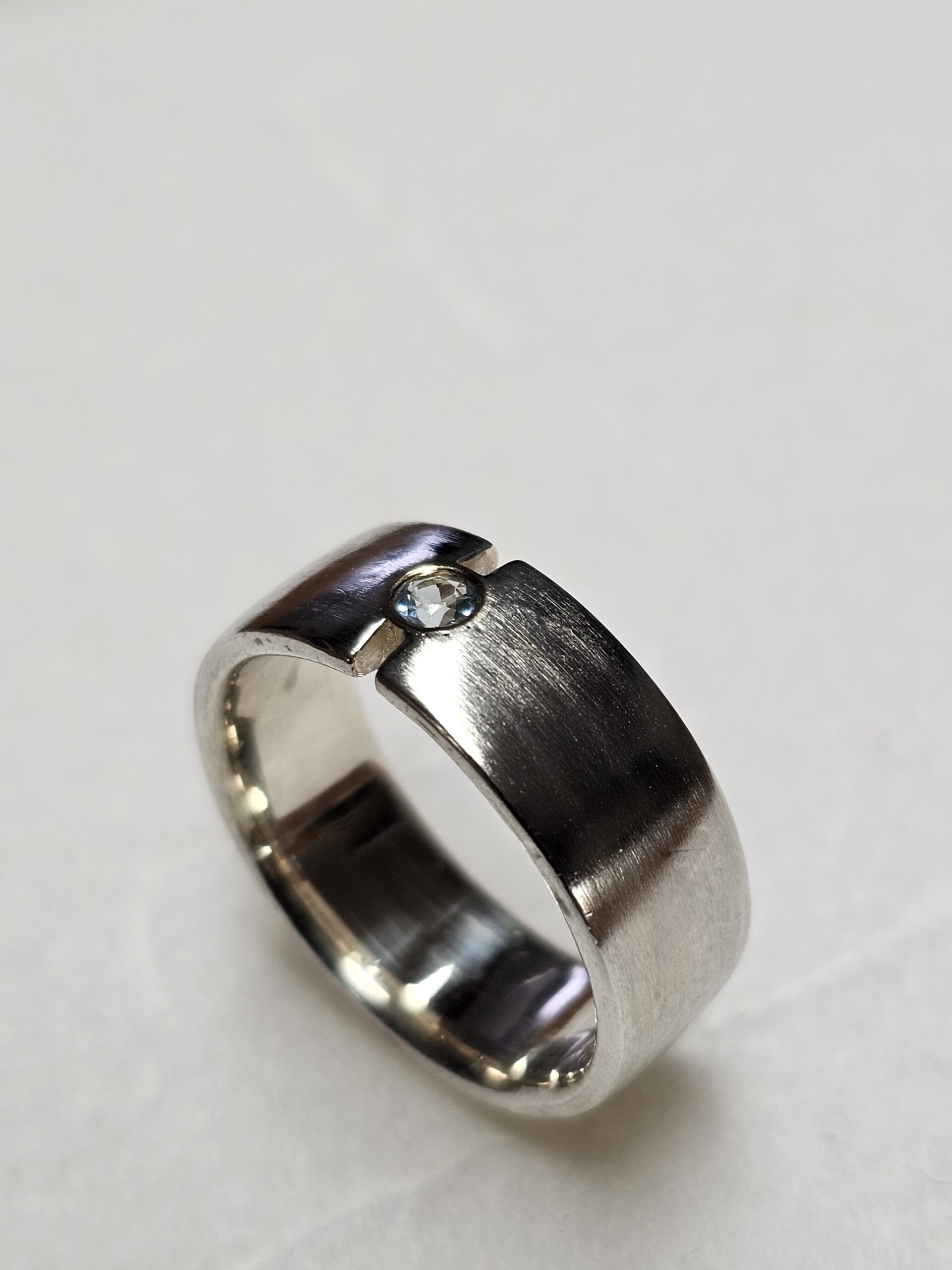 19,1 mm Schicker Silberring Ring Silber 925 Kristall Steinchen blau hellblau klein Vintage edel SR1351 – Bild 3