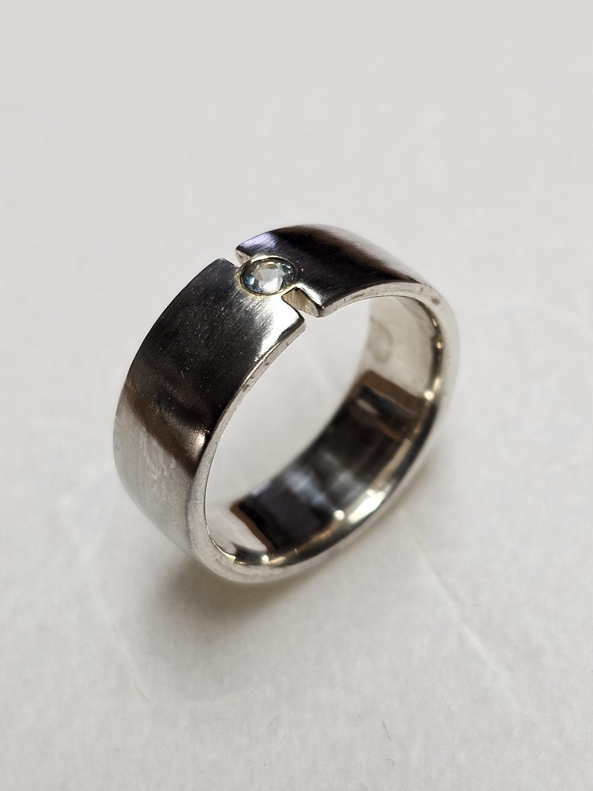 19,1 mm Schicker Silberring Ring Silber 925 Kristall Steinchen blau hellblau klein Vintage edel SR1351 – Bild 2