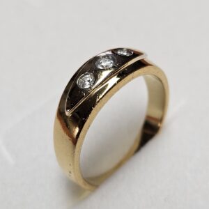 21 mm Eleganter Ring Silber 925 vergoldet Kristalle klar Vintage Design selten rar SR1356