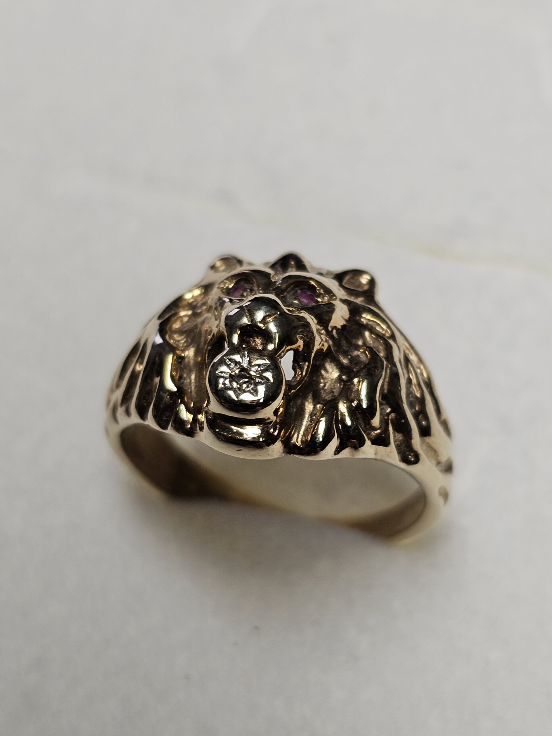 17,6 mm Nostalgisch stylischer Goldring Ring Löwe Löwenkopf Gold 333 Rubine & kleinstes Diamantsteinchen Vintage edel GR268 – Bild 6