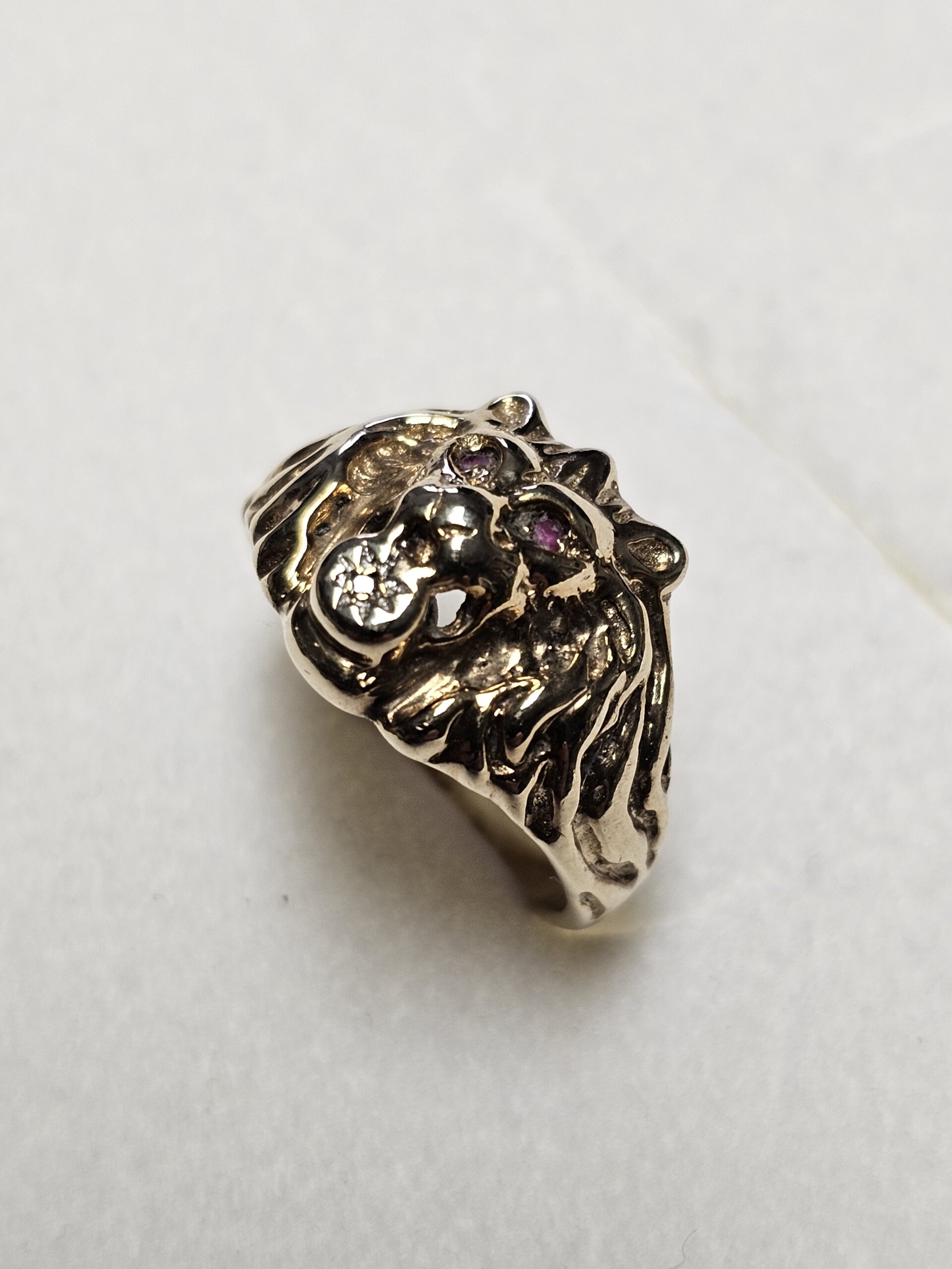 17,6 mm Nostalgisch stylischer Goldring Ring Löwe Löwenkopf Gold 333 Rubine & kleinstes Diamantsteinchen Vintage edel GR268 – Bild 4