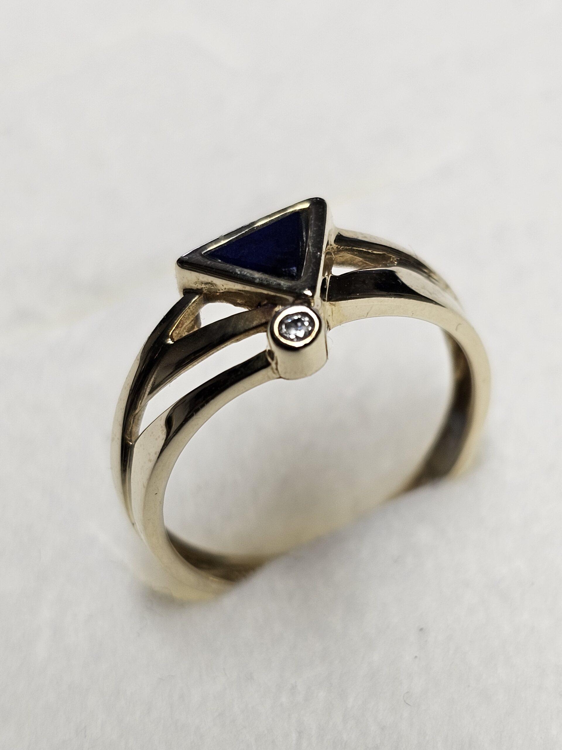 17,6 mm Goldring Ring Gold 333 Lagenstein Lapislazuli & Kristall klar Design Vintage elegant GR271 – Bild 5