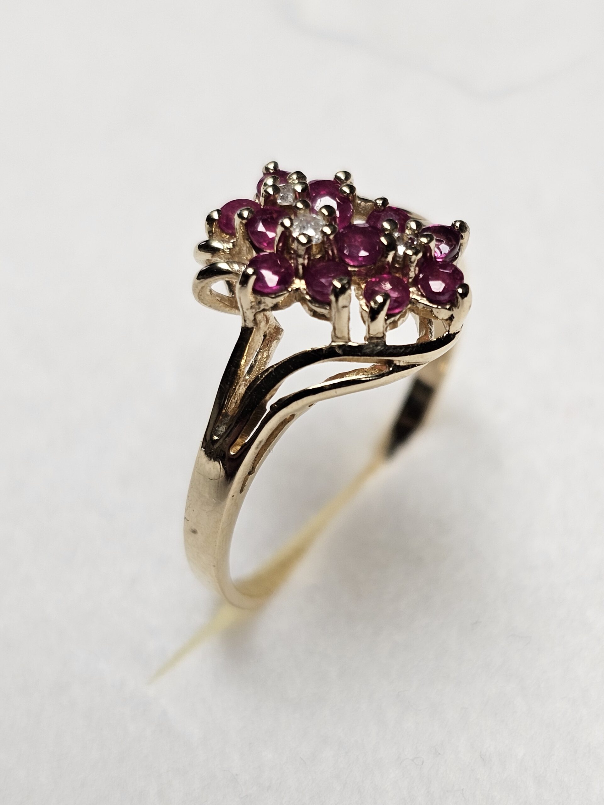 19 mm Nostalgischer Ring Gold 585 Rubine & Diamanten Vintage Design elegant GR274 – Bild 2