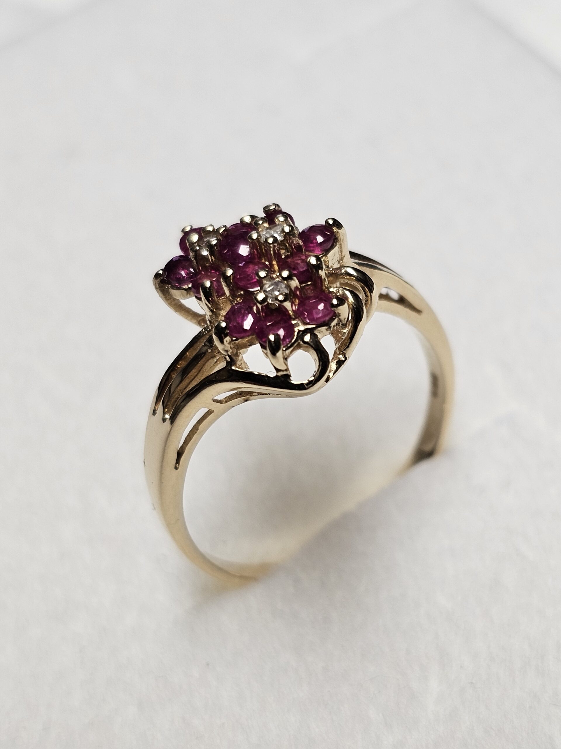 19 mm Nostalgischer Ring Gold 585 Rubine & Diamanten Vintage Design elegant GR274 – Bild 4