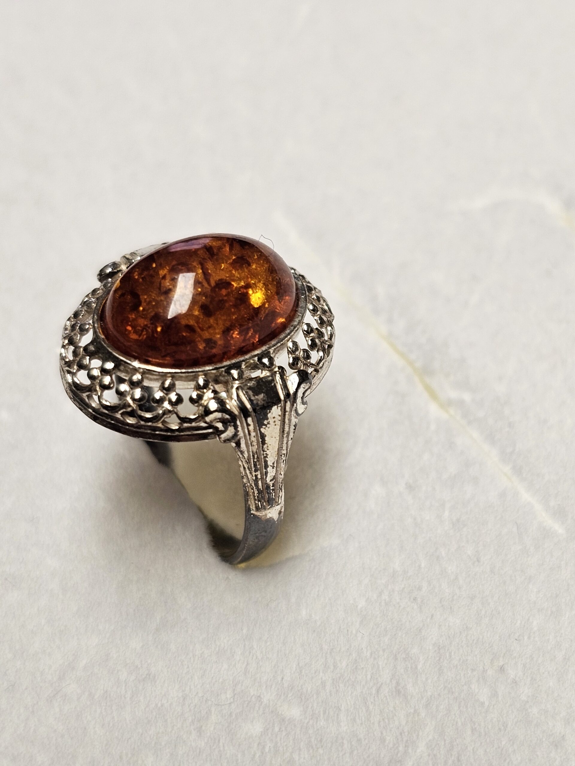 19,3 mm Shabby Vintage Ring Silber 835 Bernstein Design elegant SR1061 – Bild 2