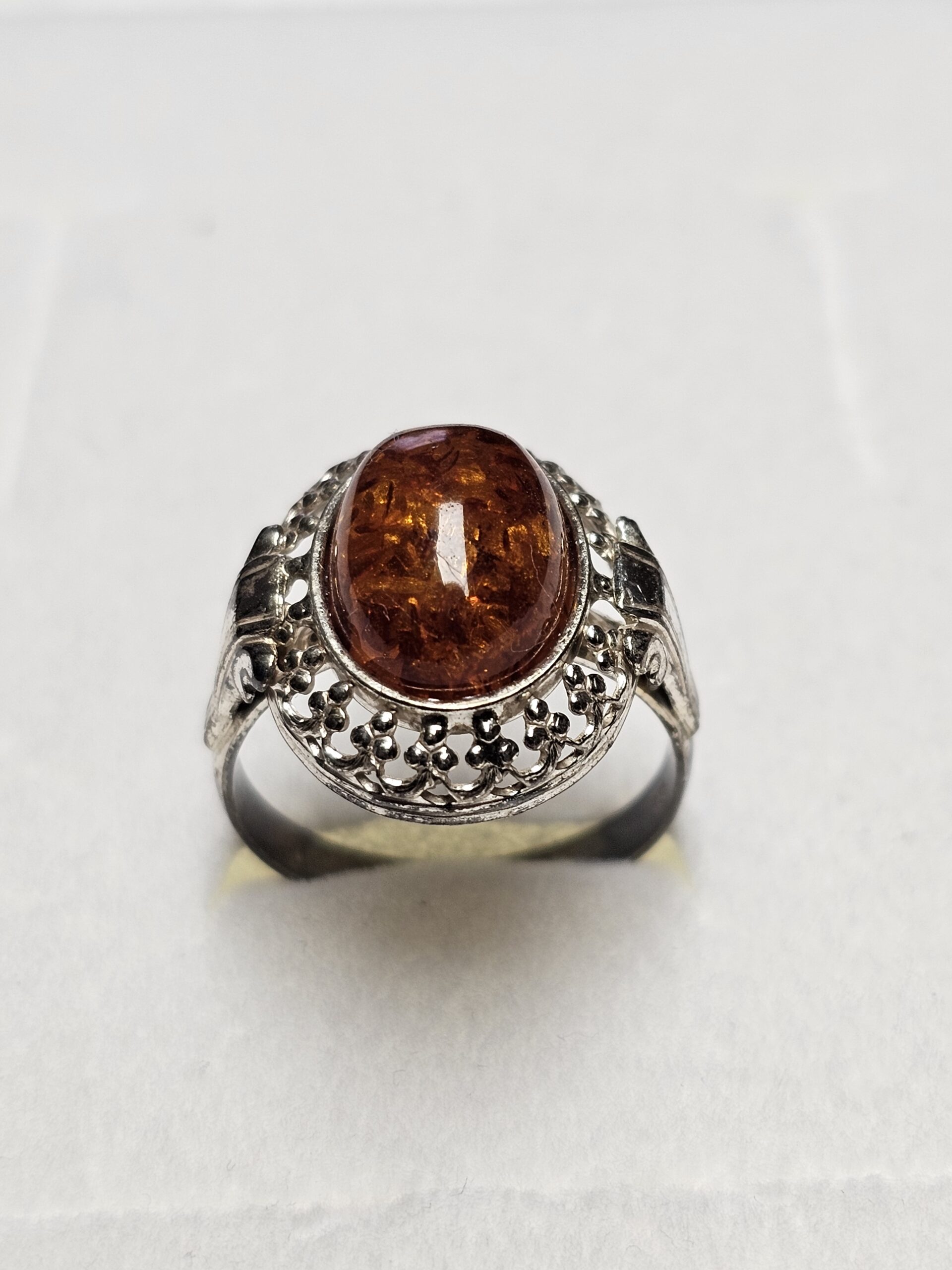 19,3 mm Shabby Vintage Ring Silber 835 Bernstein Design elegant SR1061 – Bild 4