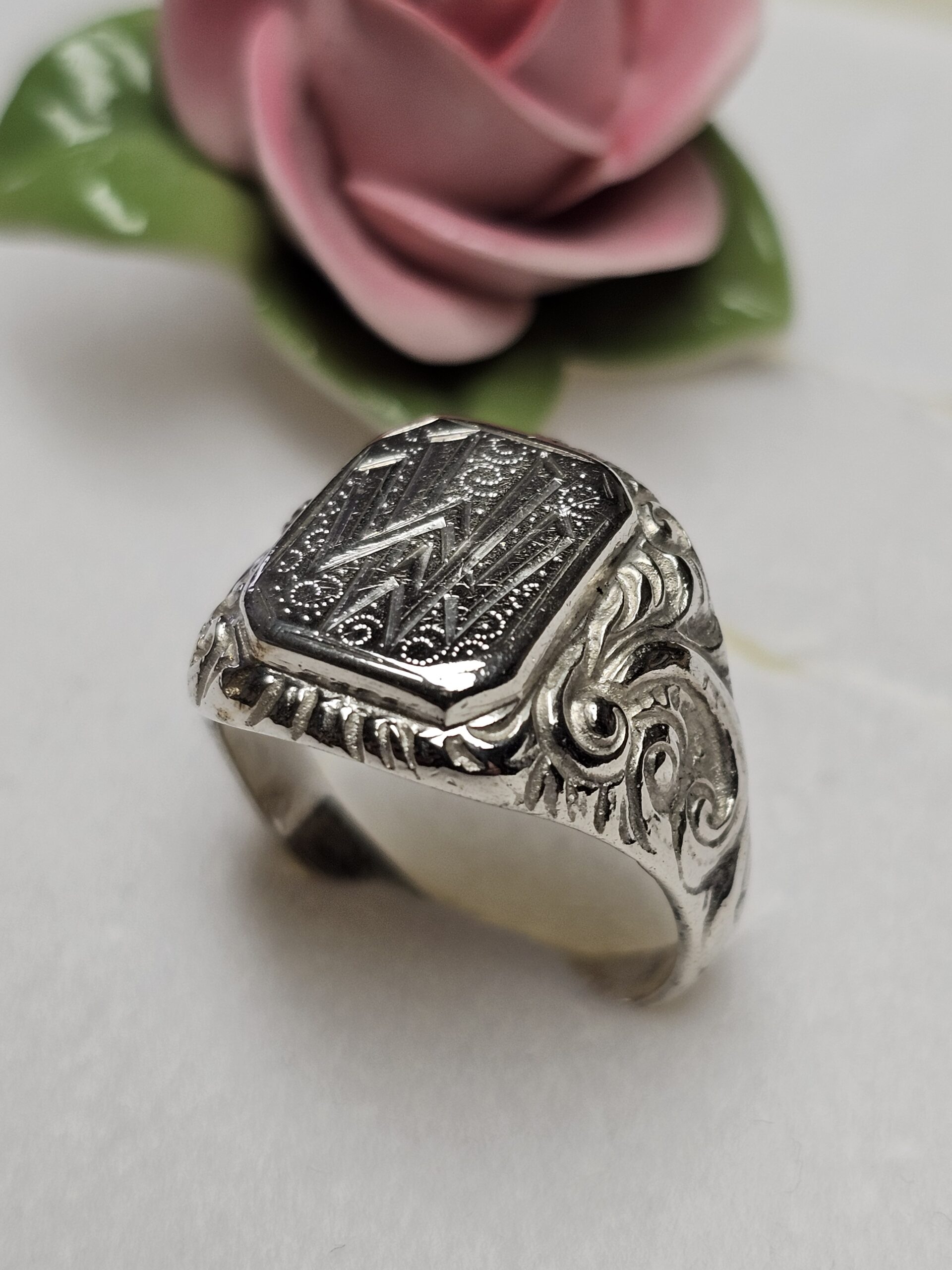 21,1 mm Nostalgischer Siegelring Ring Silber 835 Initialen Buchstaben "WW" bzw."MM" Shabby Vintage elegant SR1077 – Bild 4