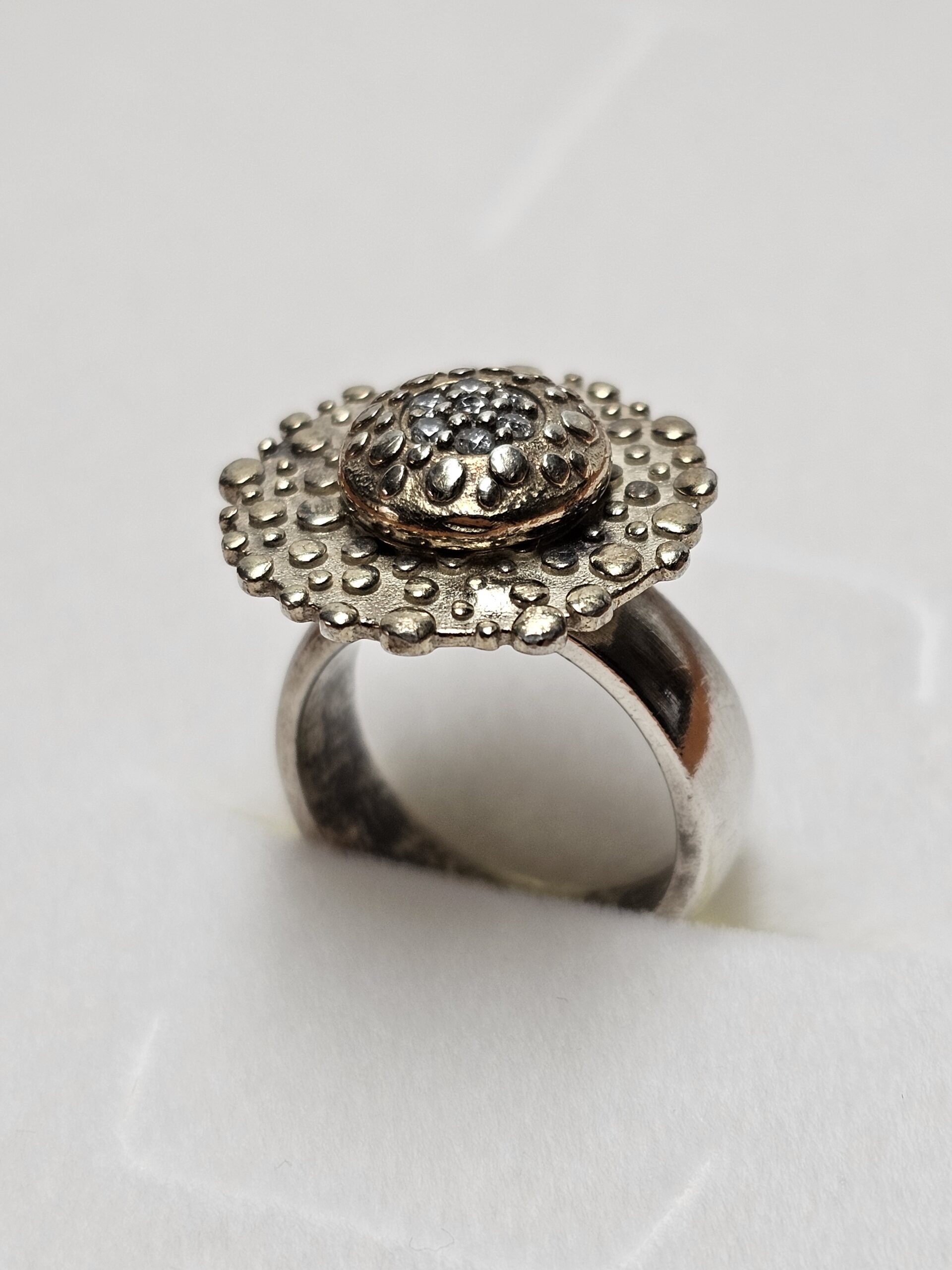 16,3 mm Silberring Ring Blume Blümchen Blüte Silber 925 Kristalle klar Vintage elegant SR1654 – Bild 2