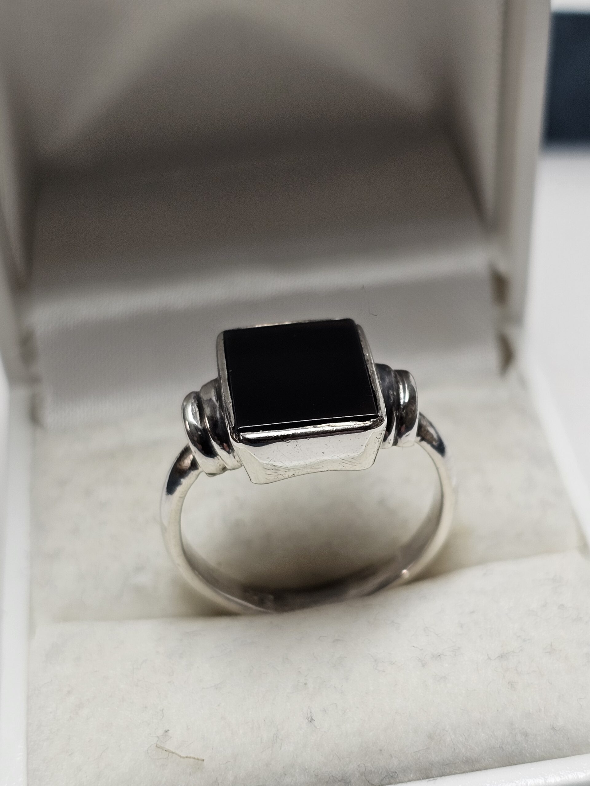 18,5 mm Nostalgischer Ring Silber 835 Onyx schwarz Shabby Vintage schlichte Eleganz SR1656 – Bild 4