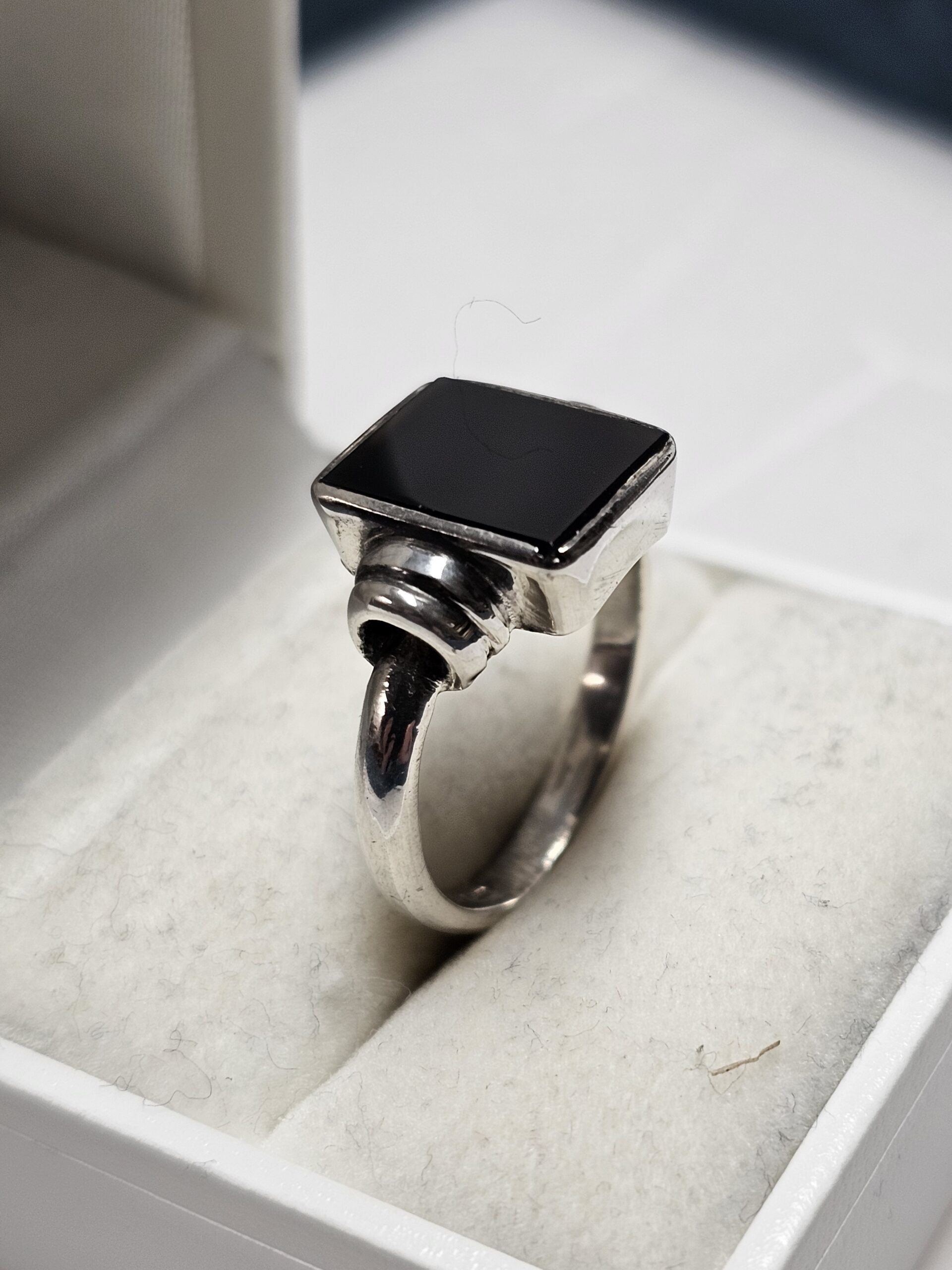 18,5 mm Nostalgischer Ring Silber 835 Onyx schwarz Shabby Vintage schlichte Eleganz SR1656 – Bild 3