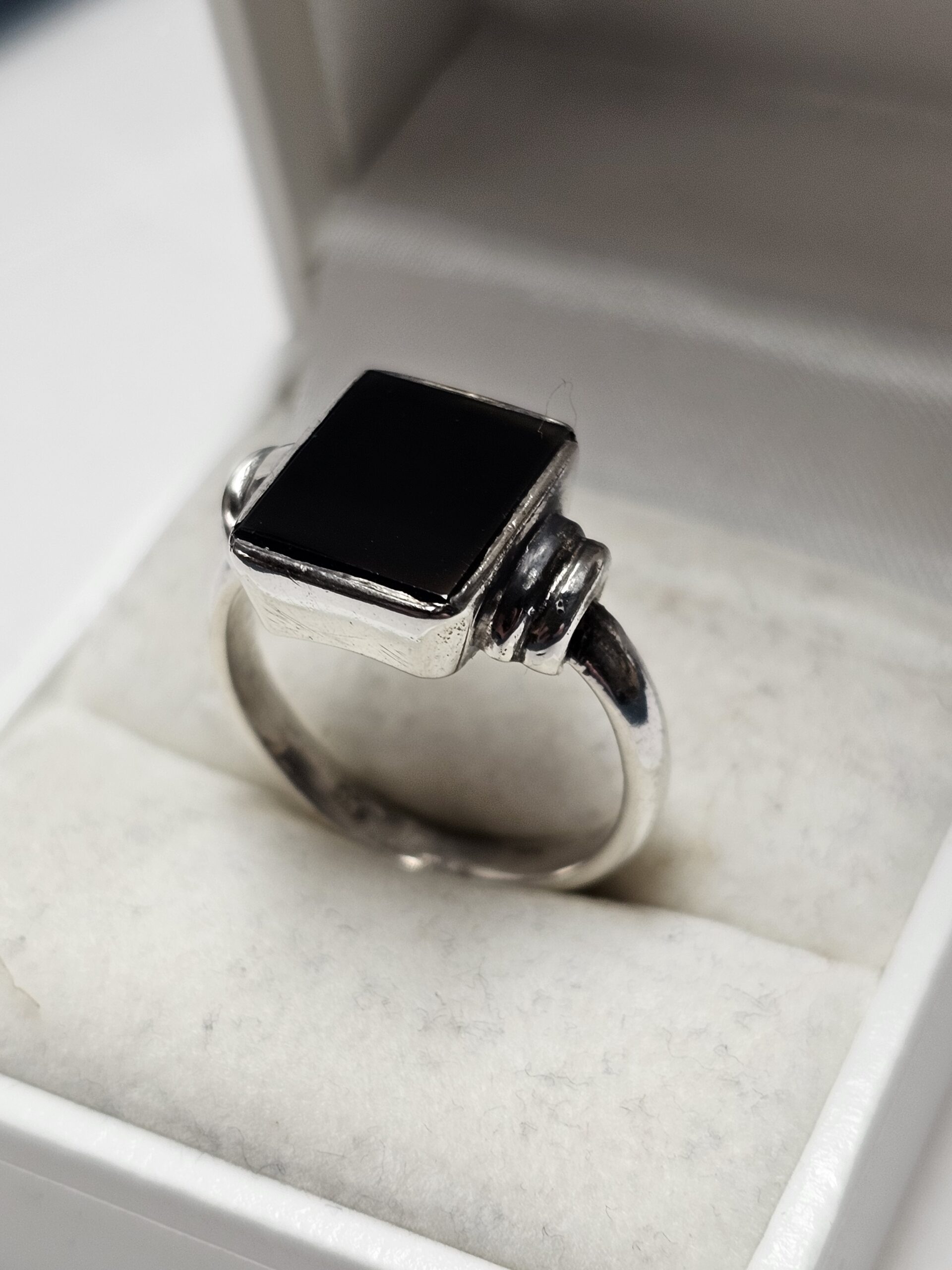 18,5 mm Nostalgischer Ring Silber 835 Onyx schwarz Shabby Vintage schlichte Eleganz SR1656