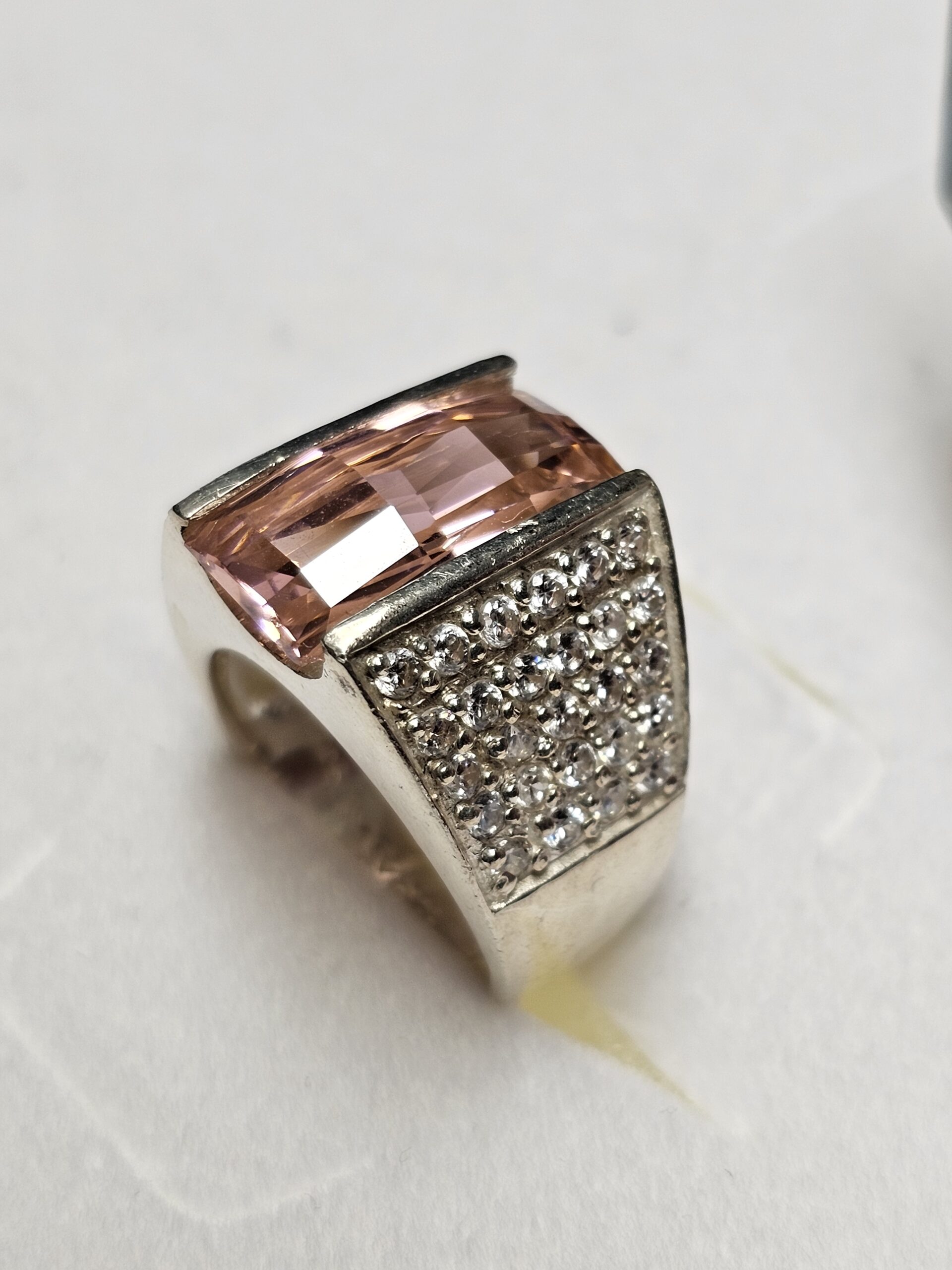 18,8 mm Toller stylischer Ring Silber 925 Kristalle rosa & klar Vintage Eleganz selten rar SR1002 – Bild 4