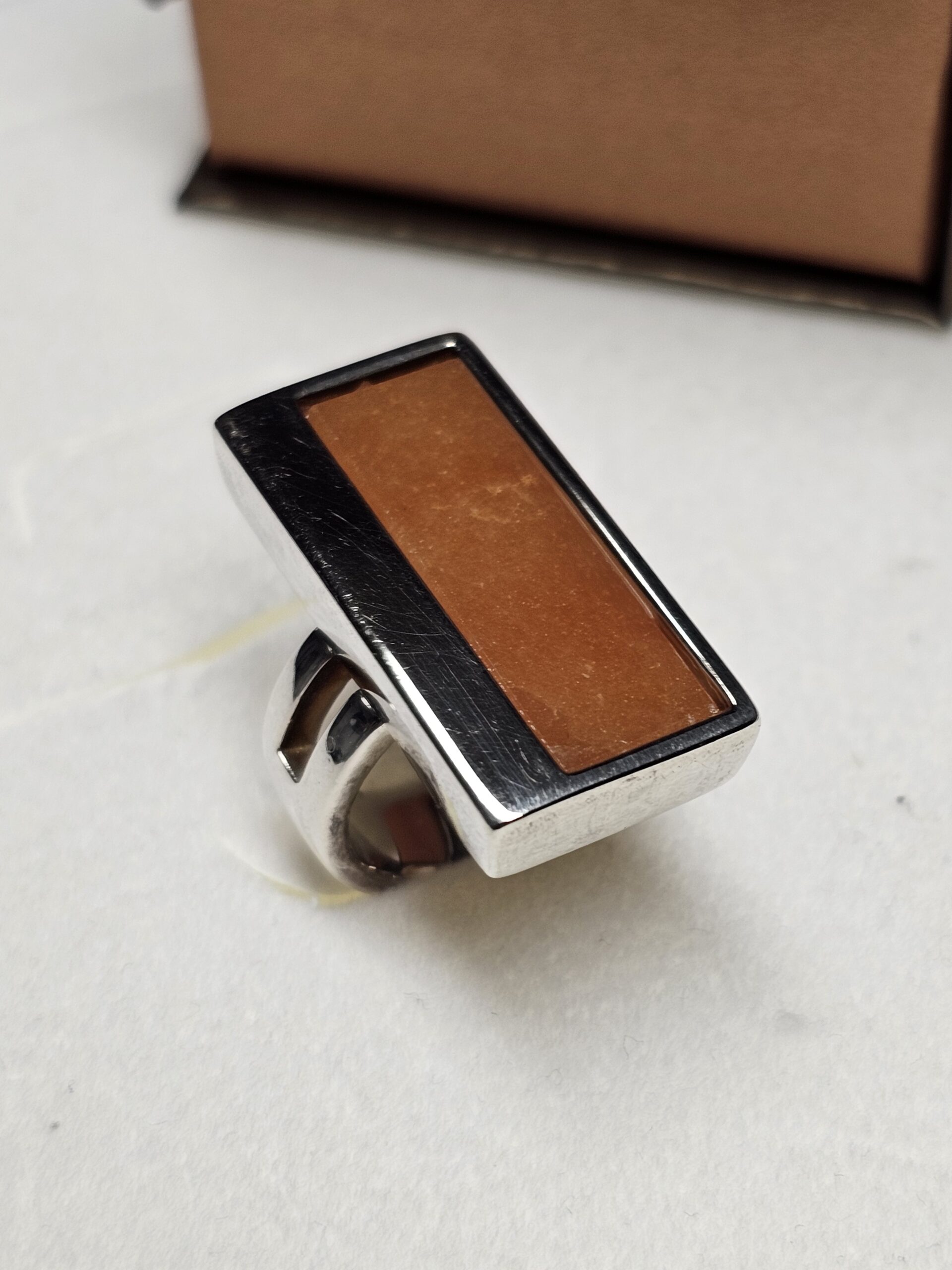 17,2 mm Design Ring Silberring Silber 925 Lagenstein Karneol Vintage elegant selten rar SR1010 – Bild 4