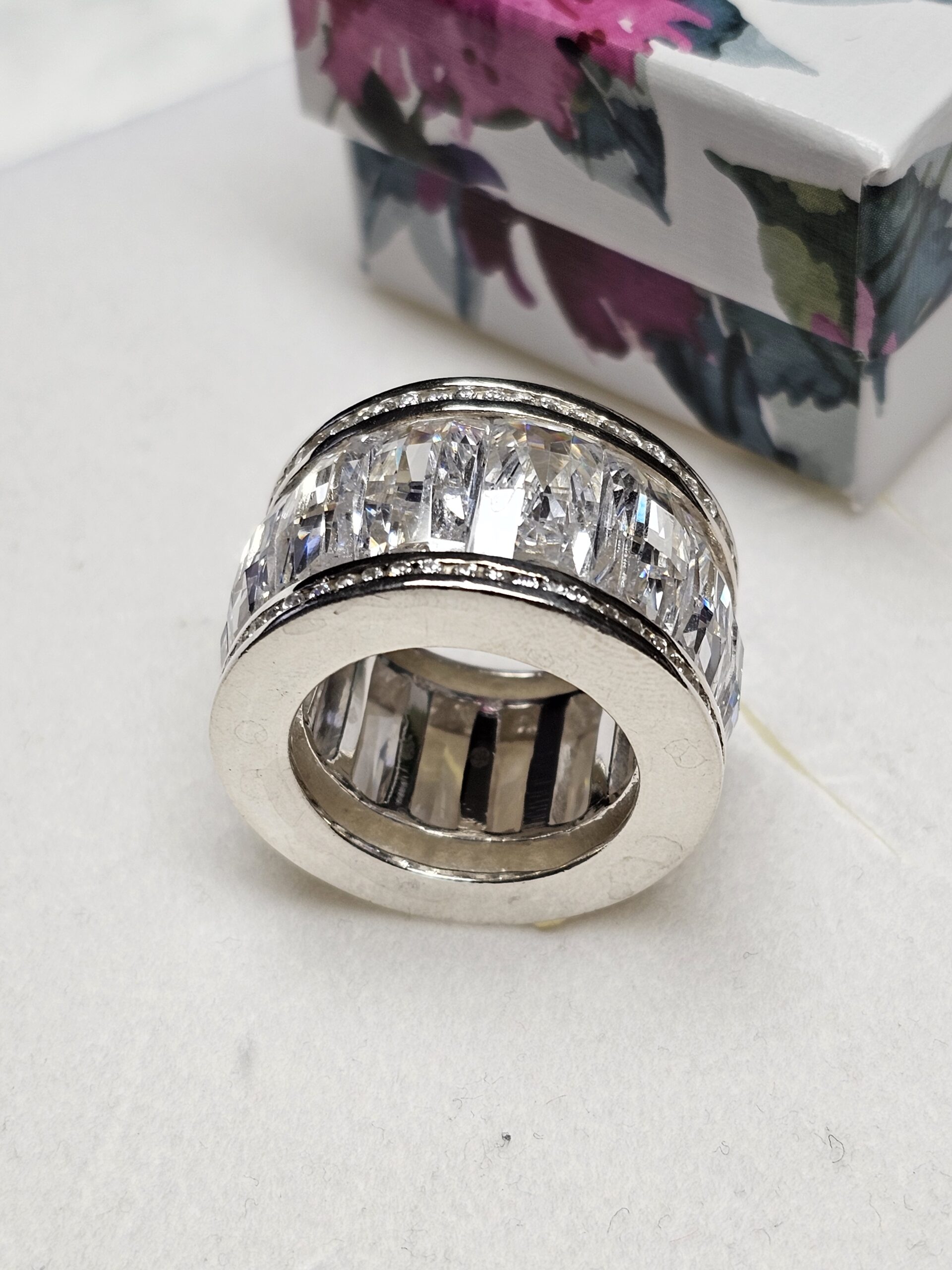 20,2 mm Prachtvoller Ring Silberring Silber 925 Kristalle klar massiv Vintage elegant SR1005 – Bild 2