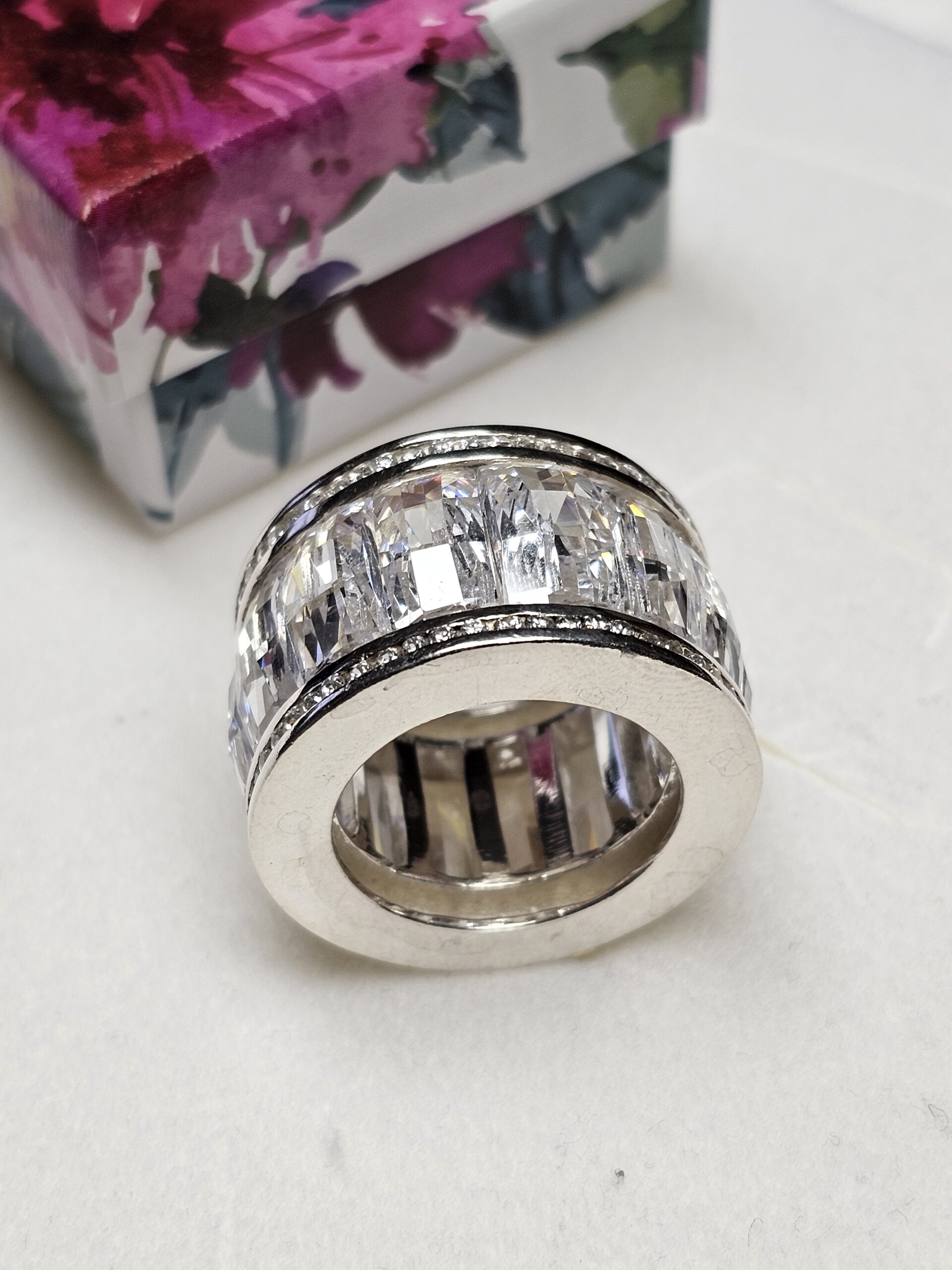 20,2 mm Prachtvoller Ring Silberring Silber 925 Kristalle klar massiv Vintage elegant SR1005 – Bild 3