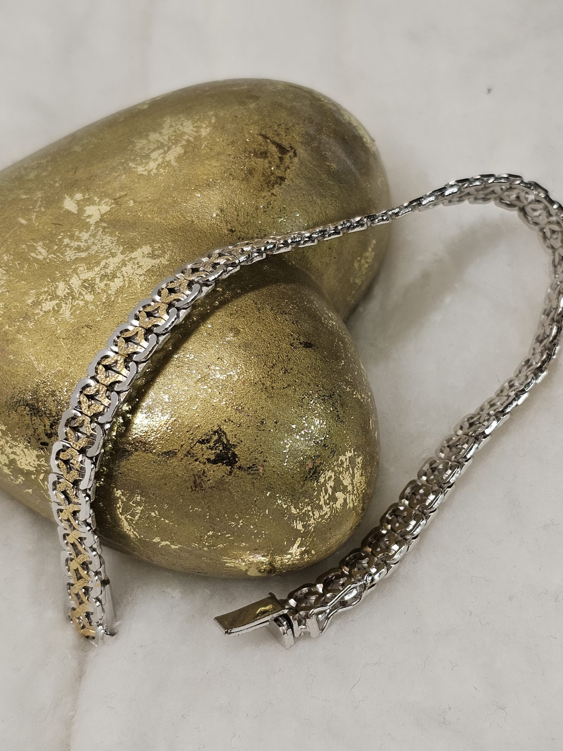 19,5 cm Milanaise Armband Schlangenarmband Silber 925 teilvergoldet Vintage edel Design SA539 – Bild 3