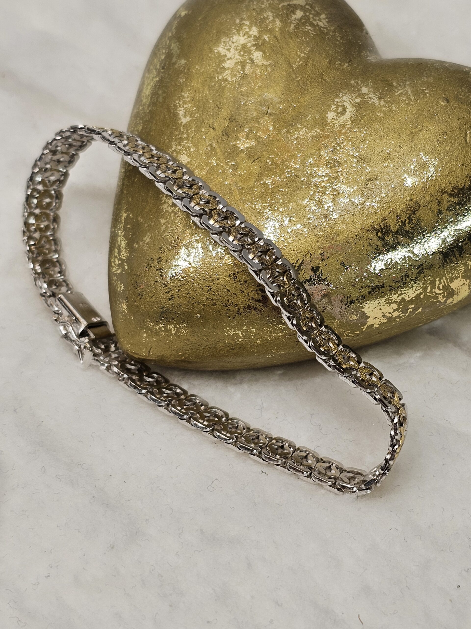 19,5 cm Milanaise Armband Schlangenarmband Silber 925 teilvergoldet Vintage edel Design SA539 – Bild 2