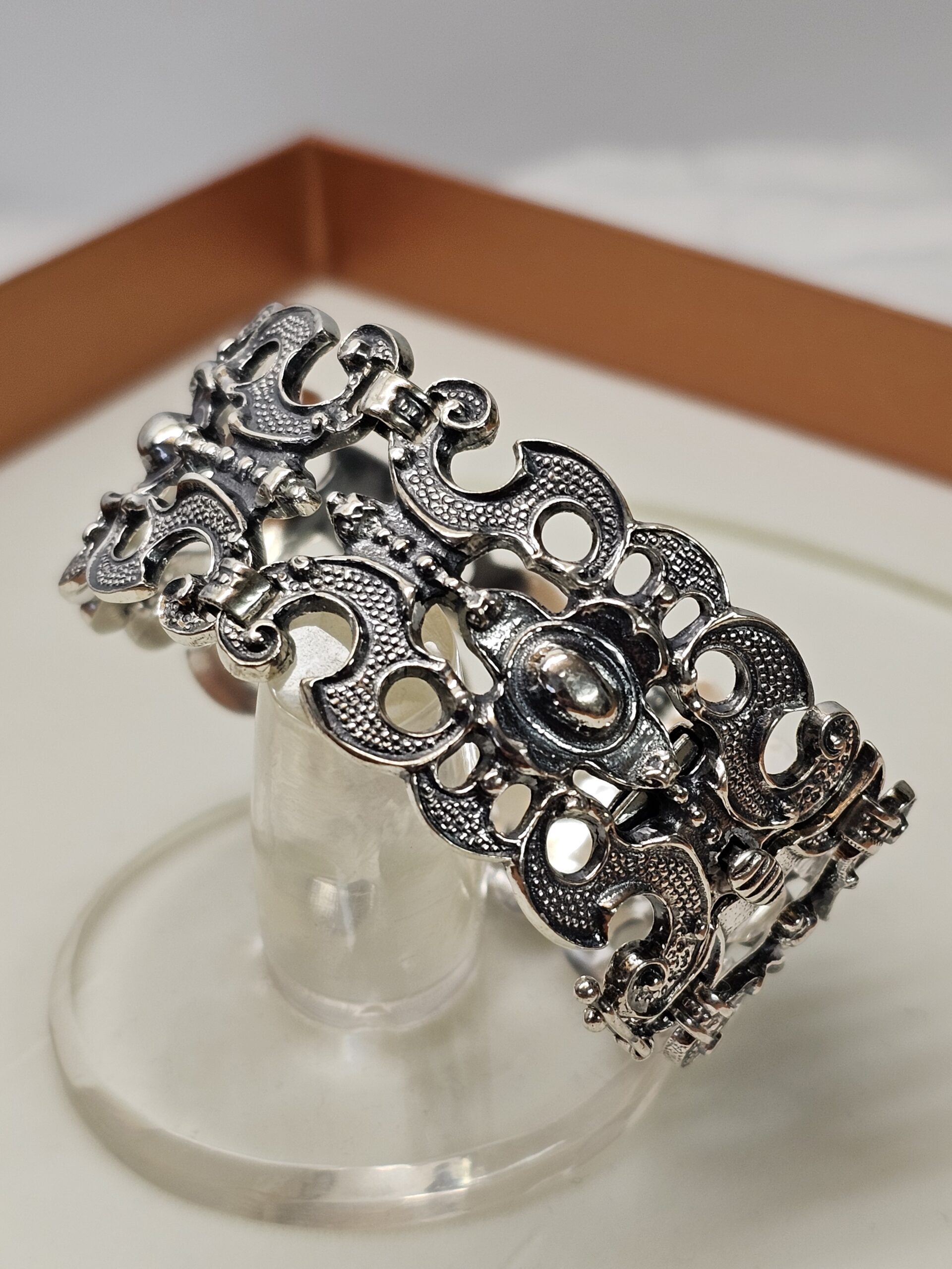 16,5 cm Gliederarmband Armband Silber 835 Tracht Silberarmband Trachtenschmuck Shabby Vintage Silberschmiede BAS kunstvoll elegant SA233