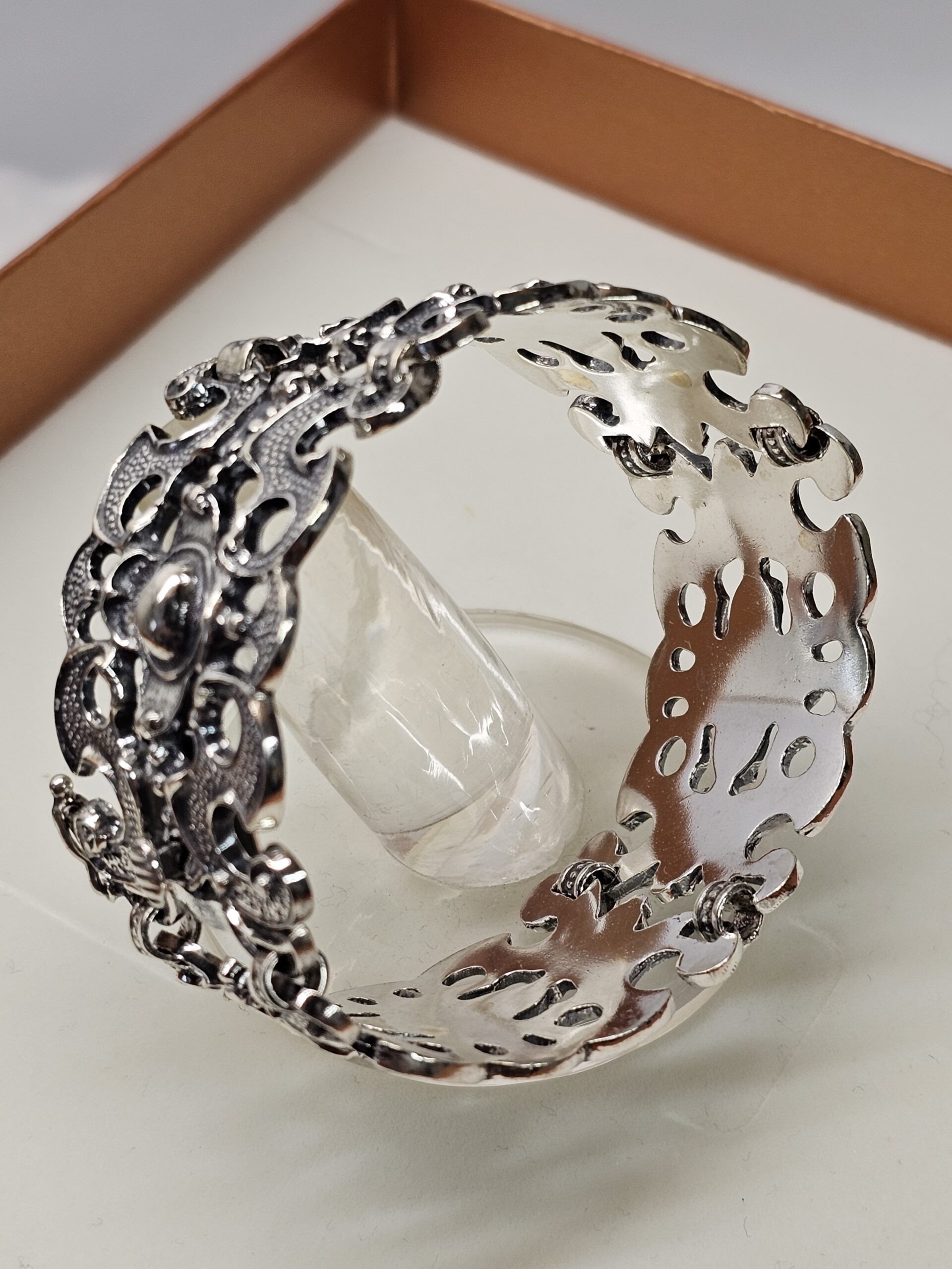 16,5 cm Gliederarmband Armband Silber 835 Tracht Silberarmband Trachtenschmuck Shabby Vintage Silberschmiede BAS kunstvoll elegant SA233 – Bild 2