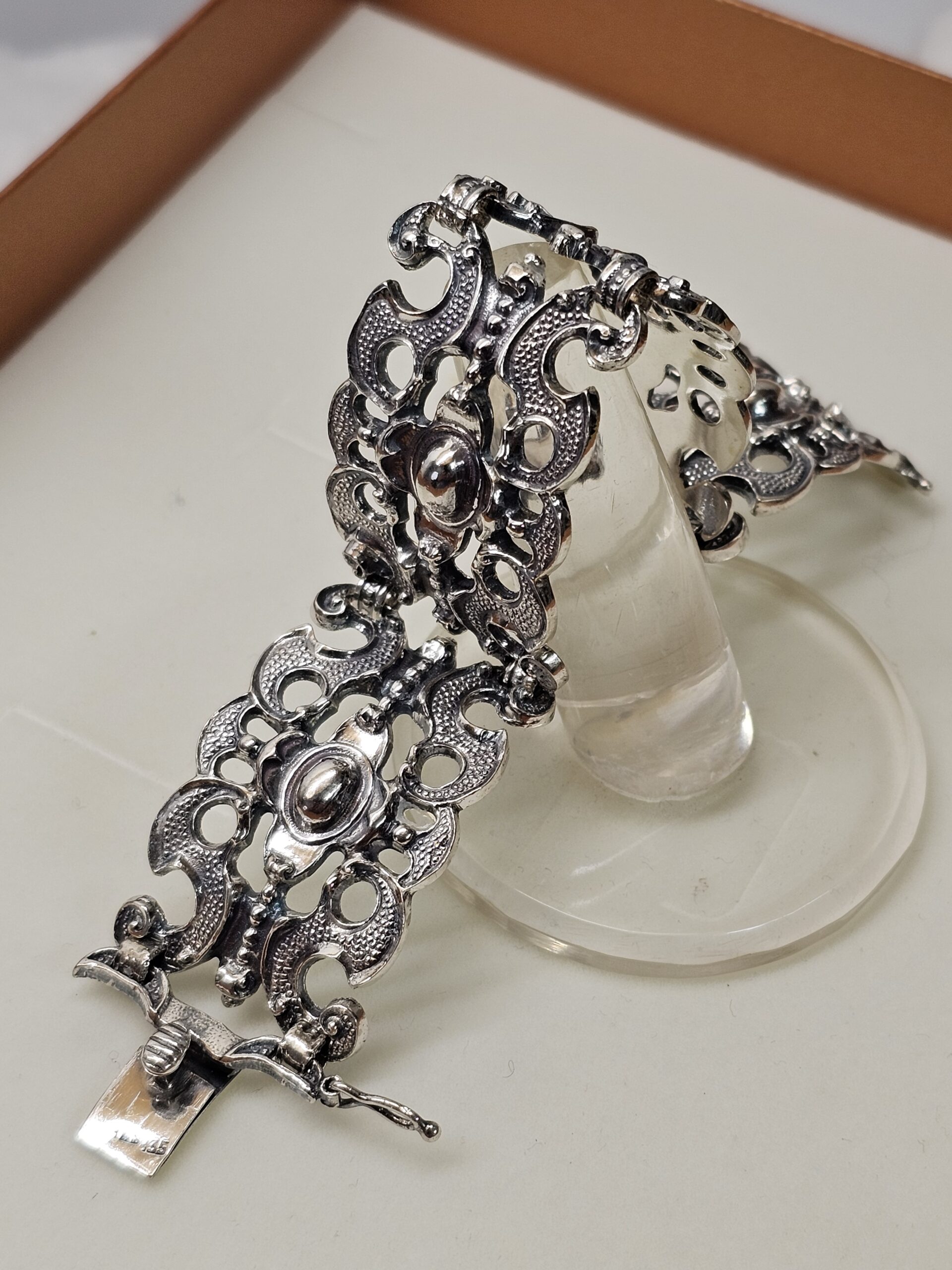 16,5 cm Gliederarmband Armband Silber 835 Tracht Silberarmband Trachtenschmuck Shabby Vintage Silberschmiede BAS kunstvoll elegant SA233 – Bild 3