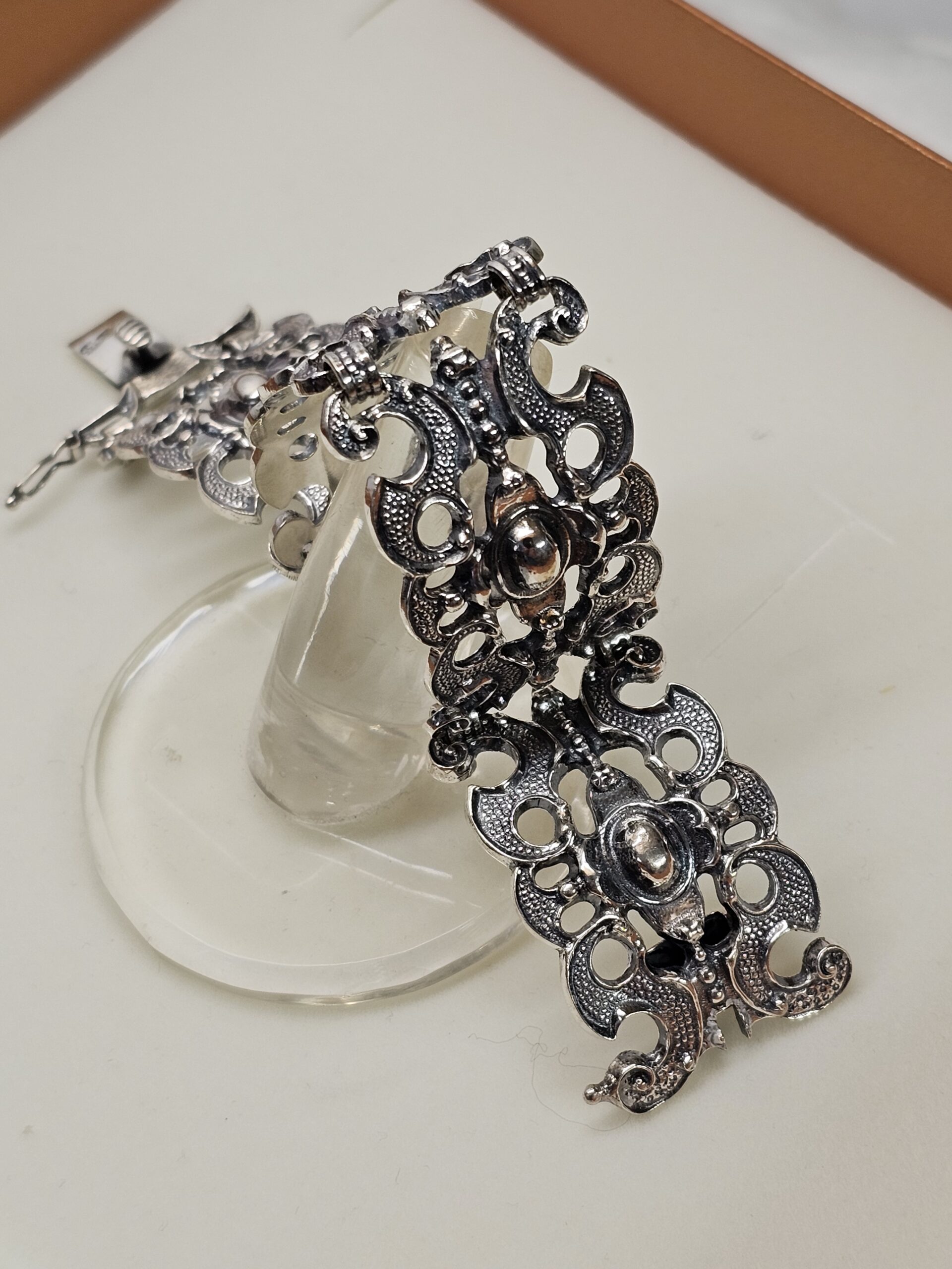 16,5 cm Gliederarmband Armband Silber 835 Tracht Silberarmband Trachtenschmuck Shabby Vintage Silberschmiede BAS kunstvoll elegant SA233 – Bild 4