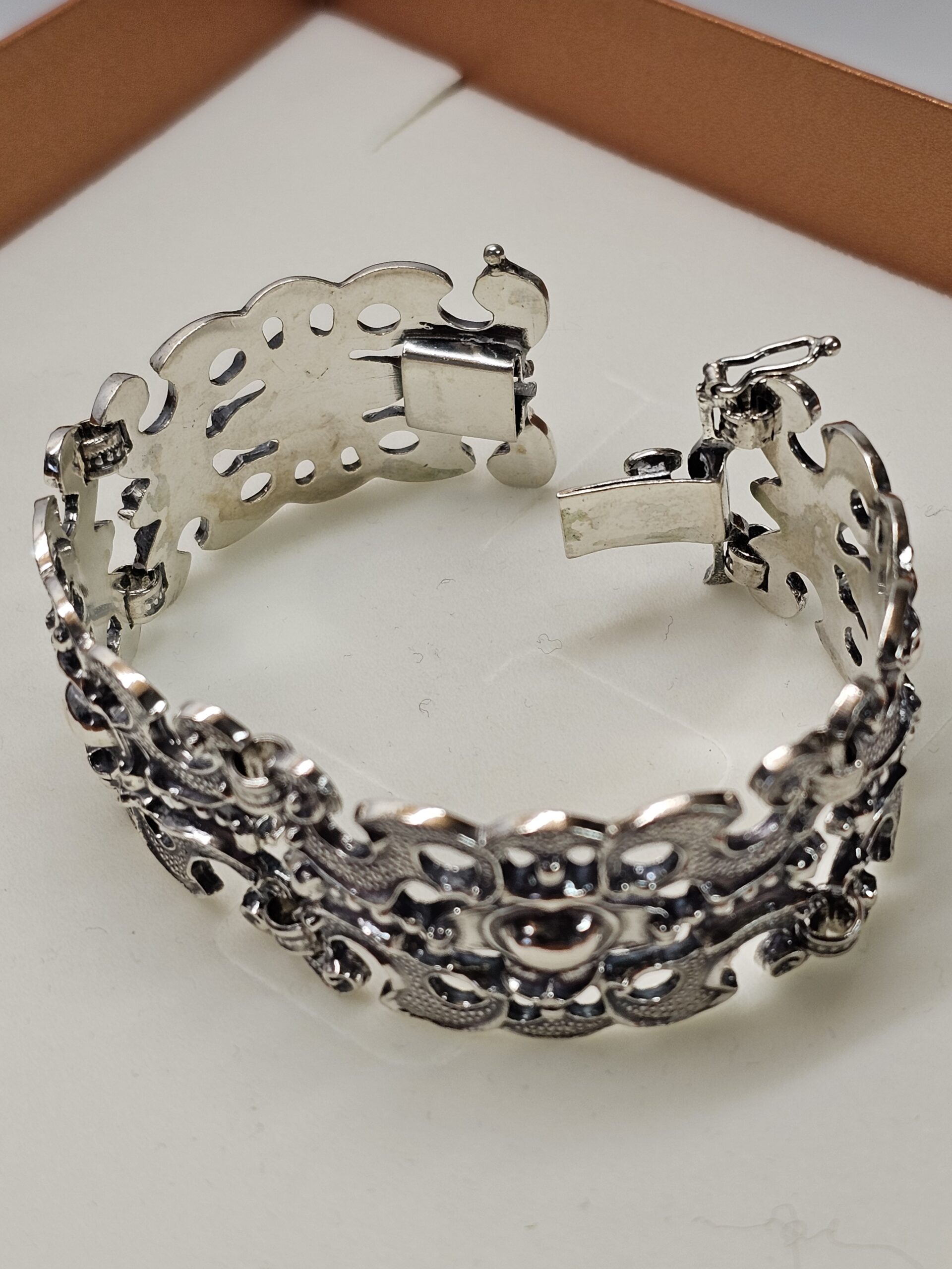 16,5 cm Gliederarmband Armband Silber 835 Tracht Silberarmband Trachtenschmuck Shabby Vintage Silberschmiede BAS kunstvoll elegant SA233 – Bild 5