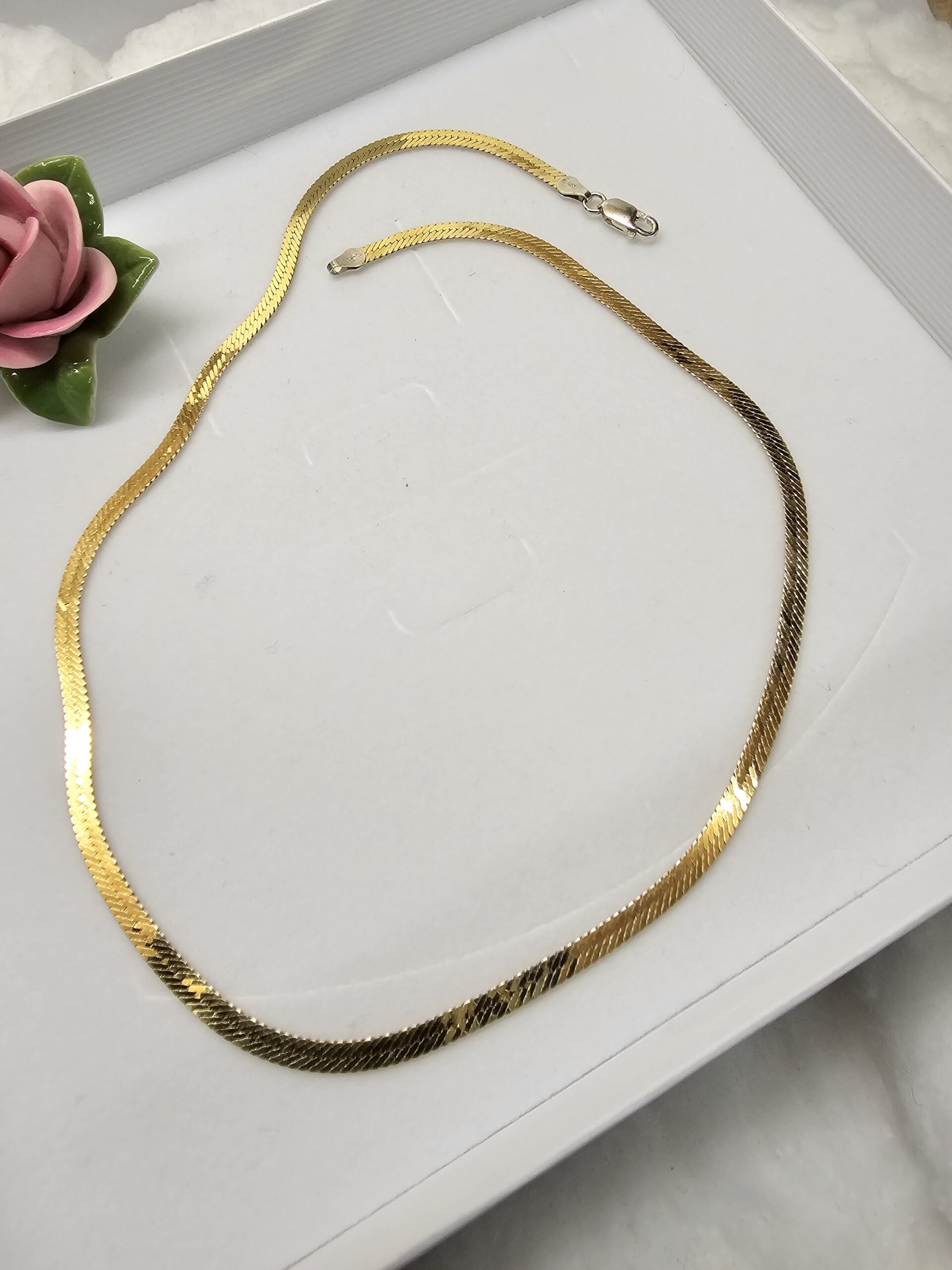 45 cm Feine Kette Halskette Schlangenkette Silber 925 teilvergoldet edel Vintage SK1556 – Bild 6