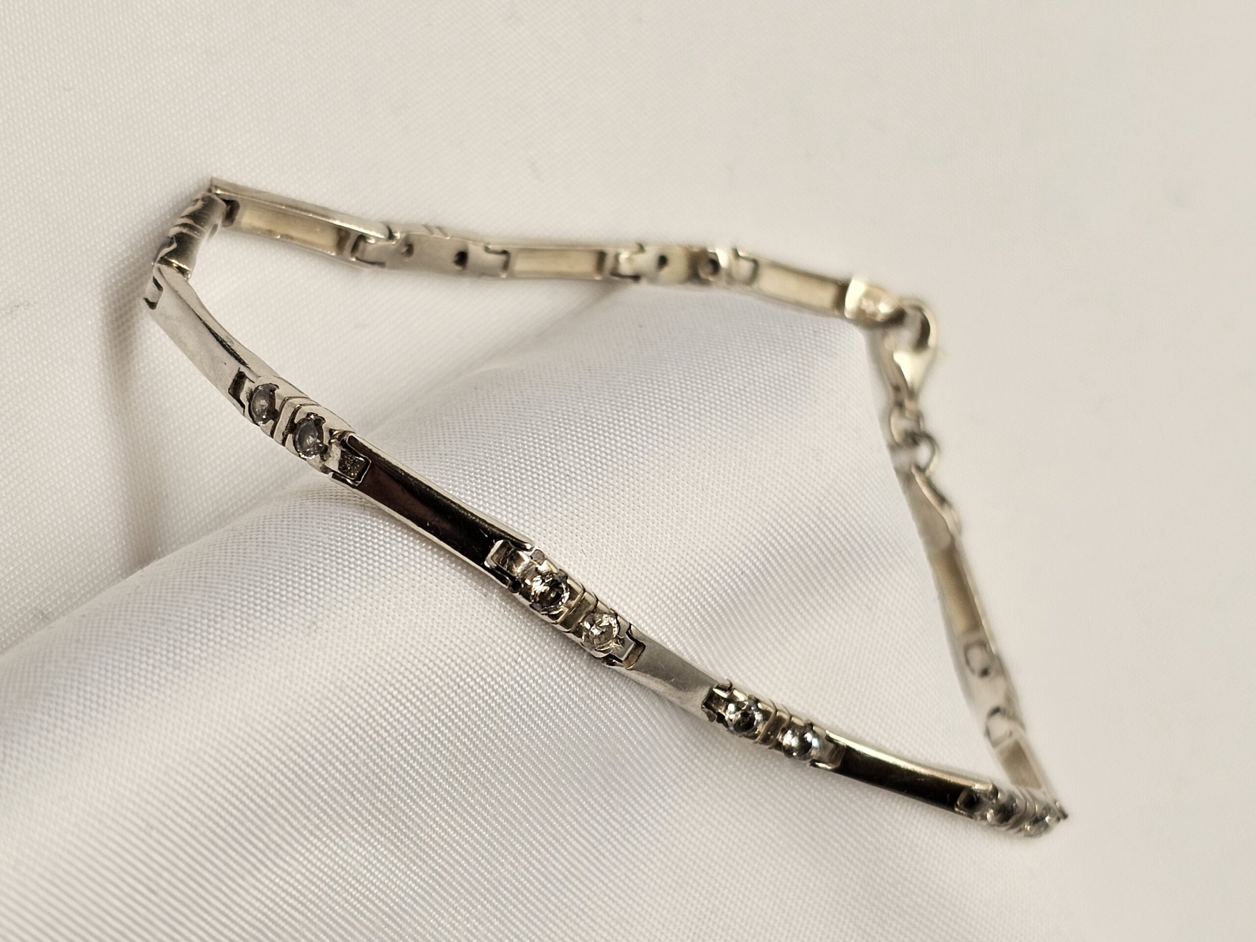 19,5 cm Silberarmband Armband Gliederarmband Silber 925 Kristalle klar Vintage elegant SA569