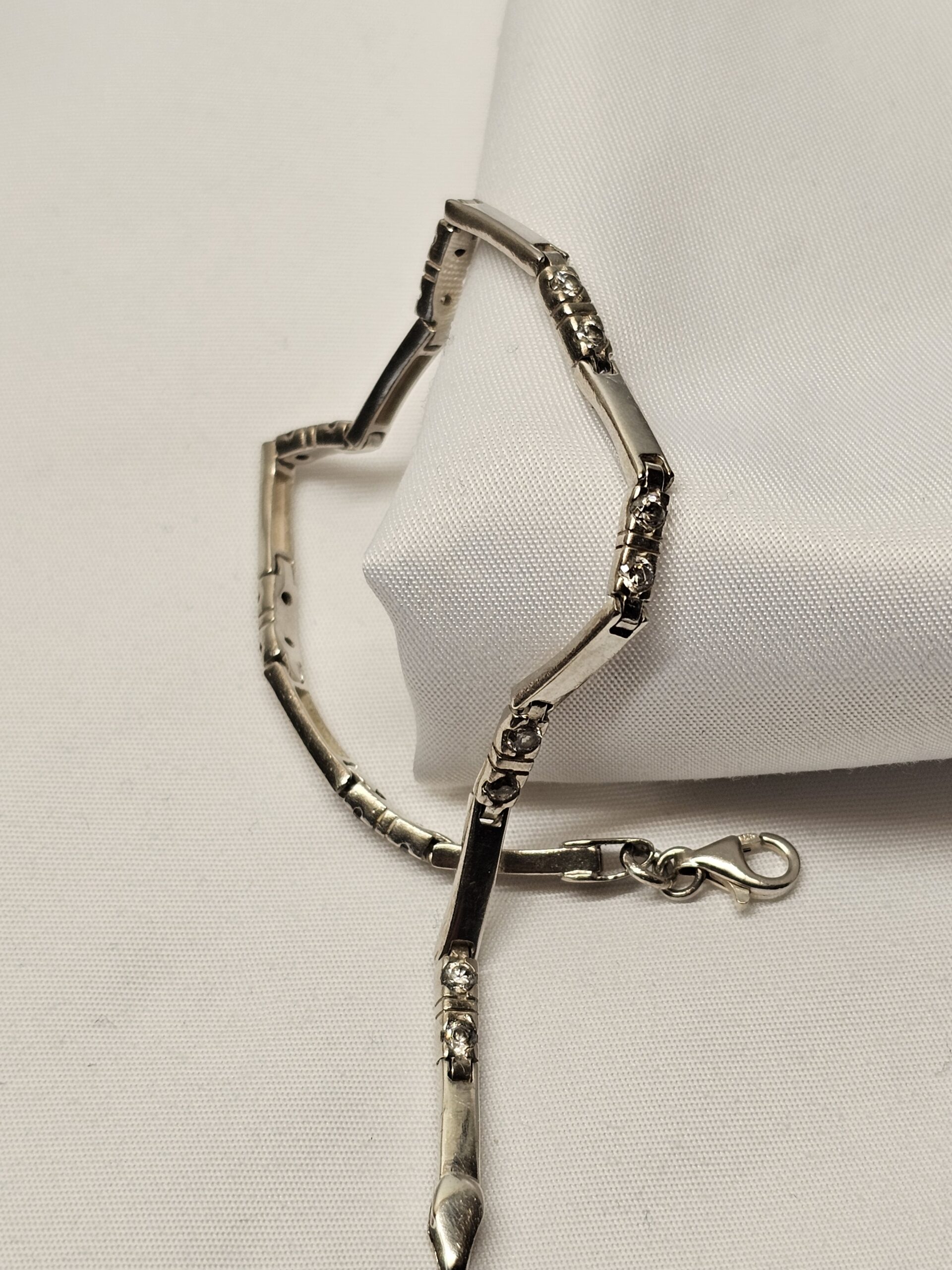 19,5 cm Silberarmband Armband Gliederarmband Silber 925 Kristalle klar Vintage elegant SA569 – Bild 3