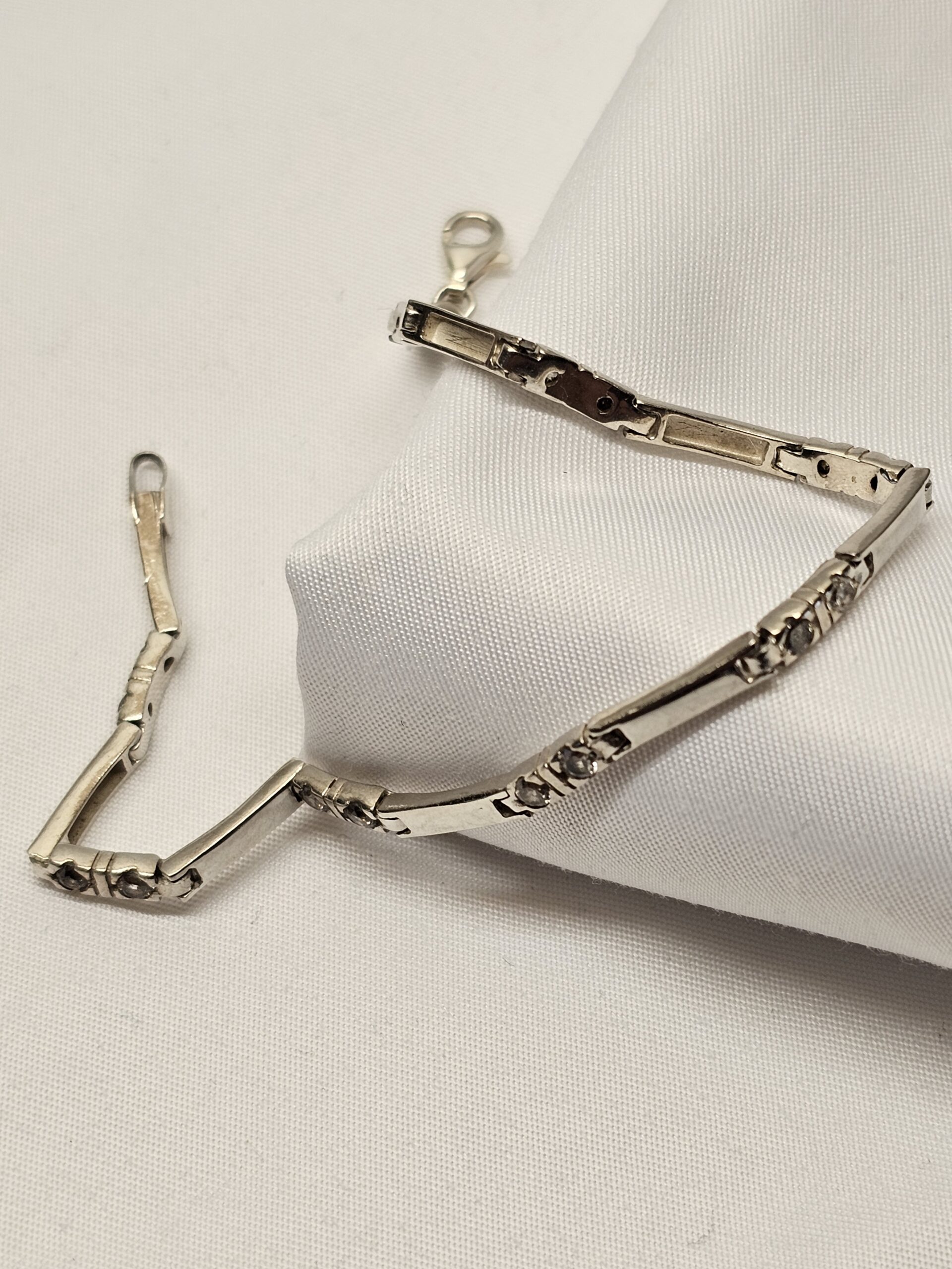 19,5 cm Silberarmband Armband Gliederarmband Silber 925 Kristalle klar Vintage elegant SA569 – Bild 4