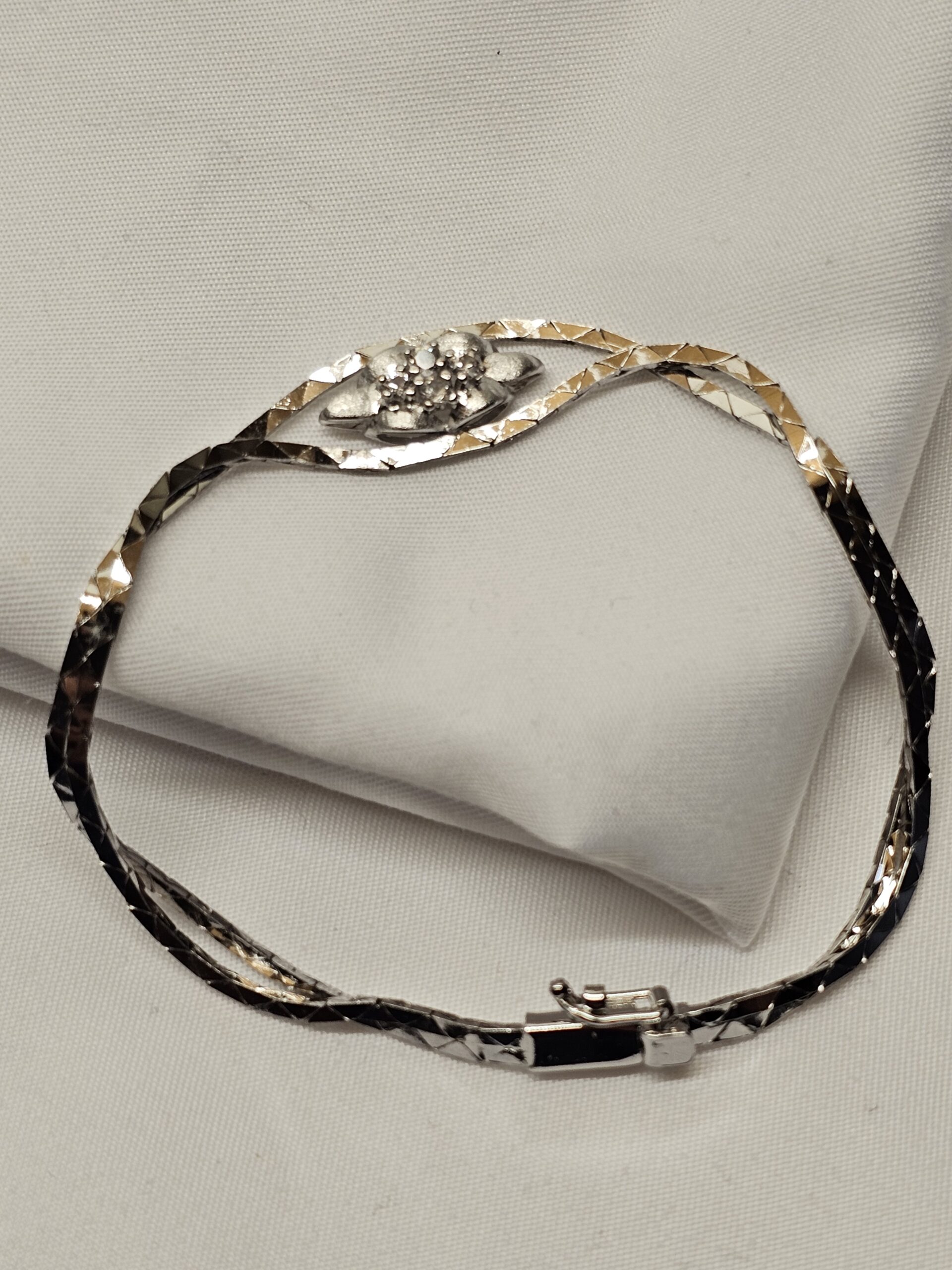 18,5 cm Silberarmband Schlangenarmband Armband Silber 835 Kristalle klar Vintage elegant SA573