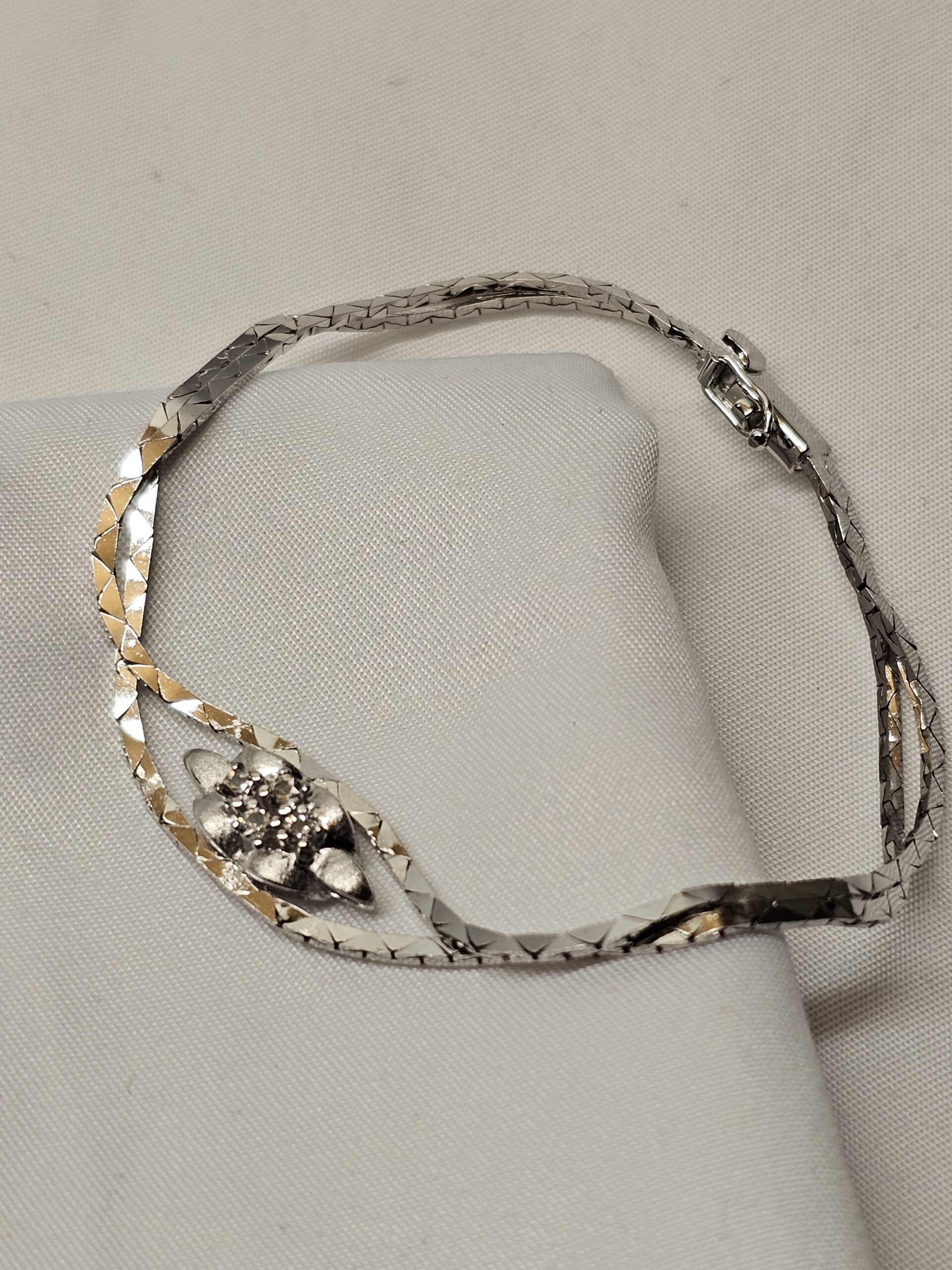 18,5 cm Silberarmband Schlangenarmband Armband Silber 835 Kristalle klar Vintage elegant SA573 – Bild 2