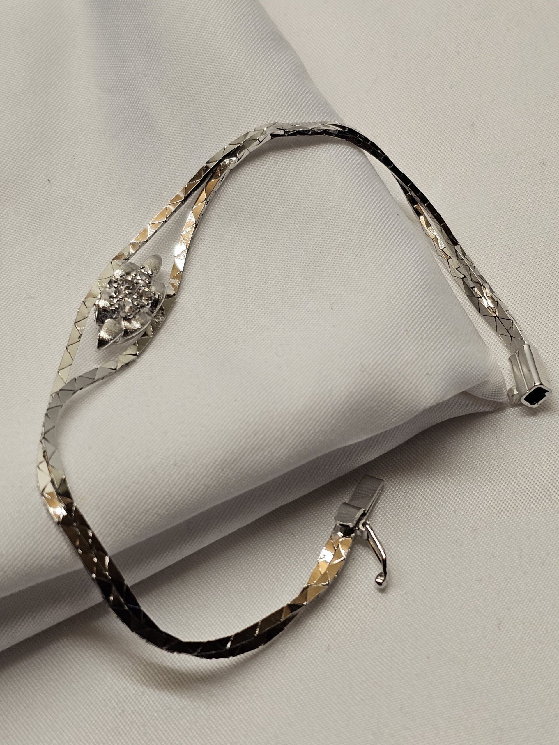 18,5 cm Silberarmband Schlangenarmband Armband Silber 835 Kristalle klar Vintage elegant SA573 – Bild 3