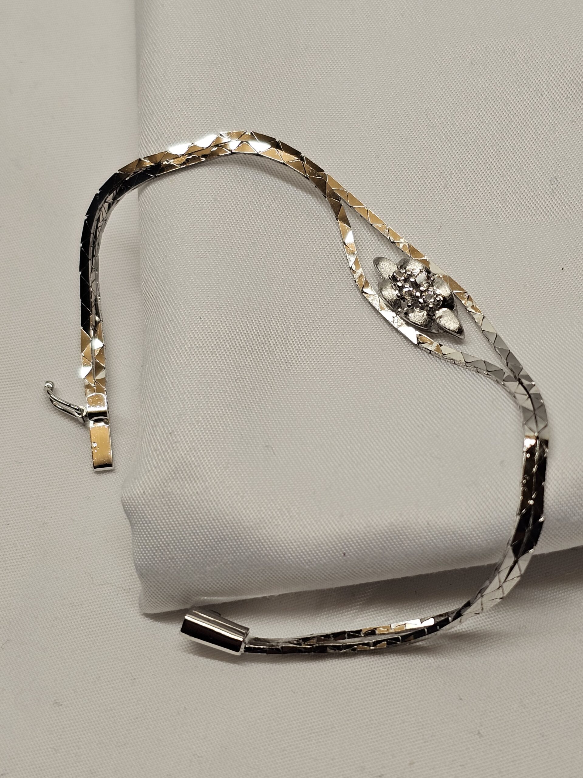 18,5 cm Silberarmband Schlangenarmband Armband Silber 835 Kristalle klar Vintage elegant SA573 – Bild 4