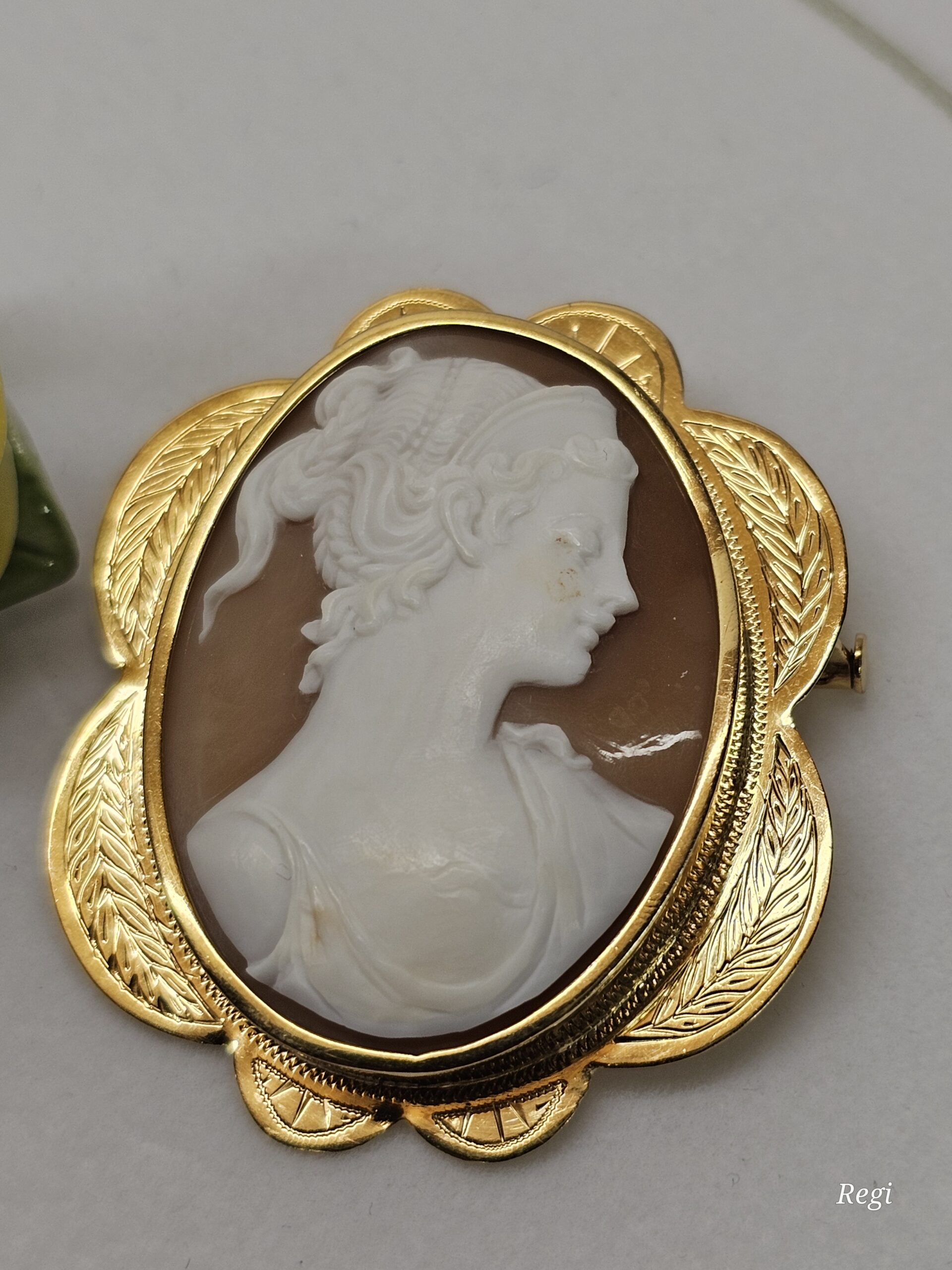 Shabby Vintage nostalgische Goldbrosche Brosche Gold Gemme Kamee Frau Büste kunstvoll elegant GB130 – Bild 5