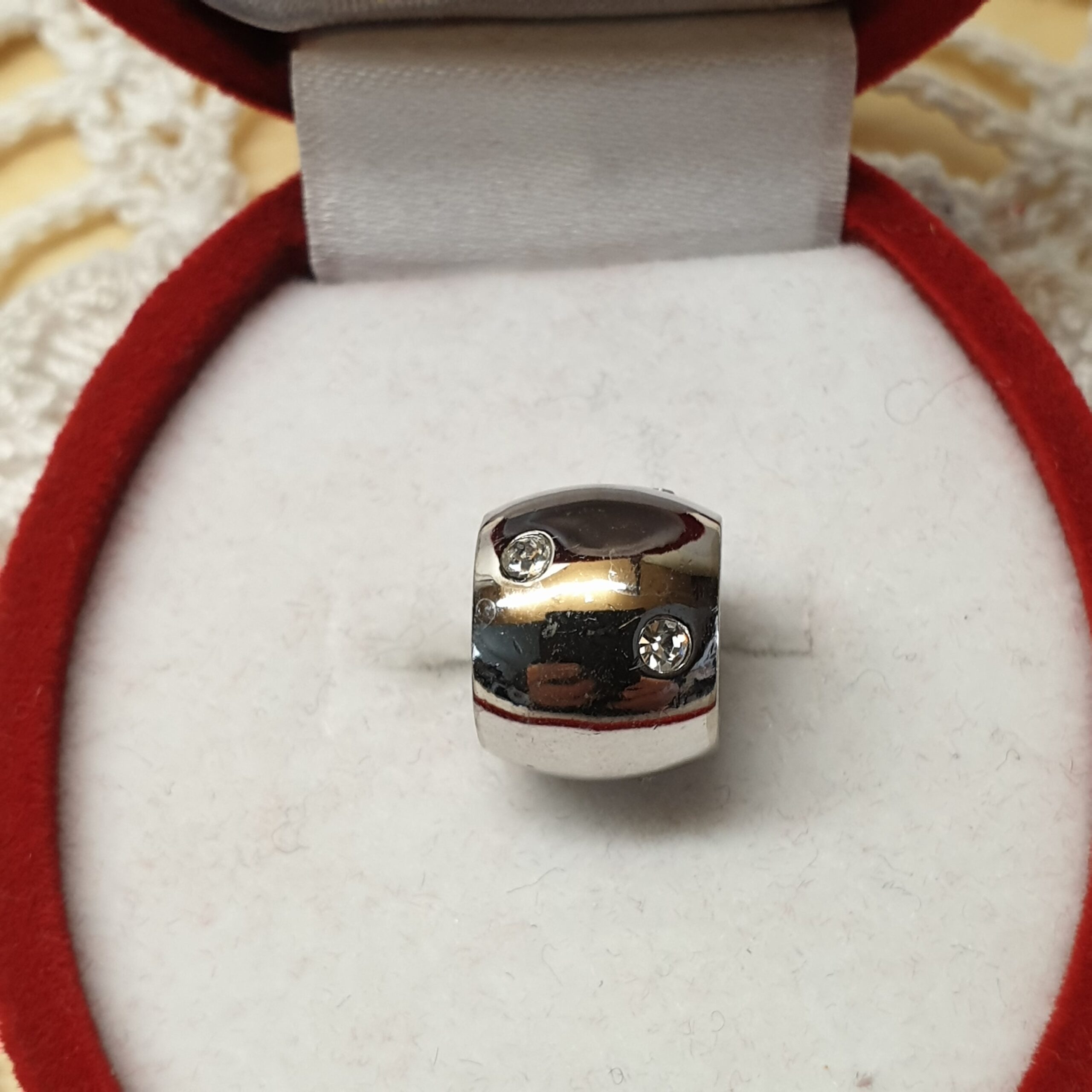 Anhänger ohne Kette Armband Charms Bead Silber Kristalle klar edel Vintage SKA1534